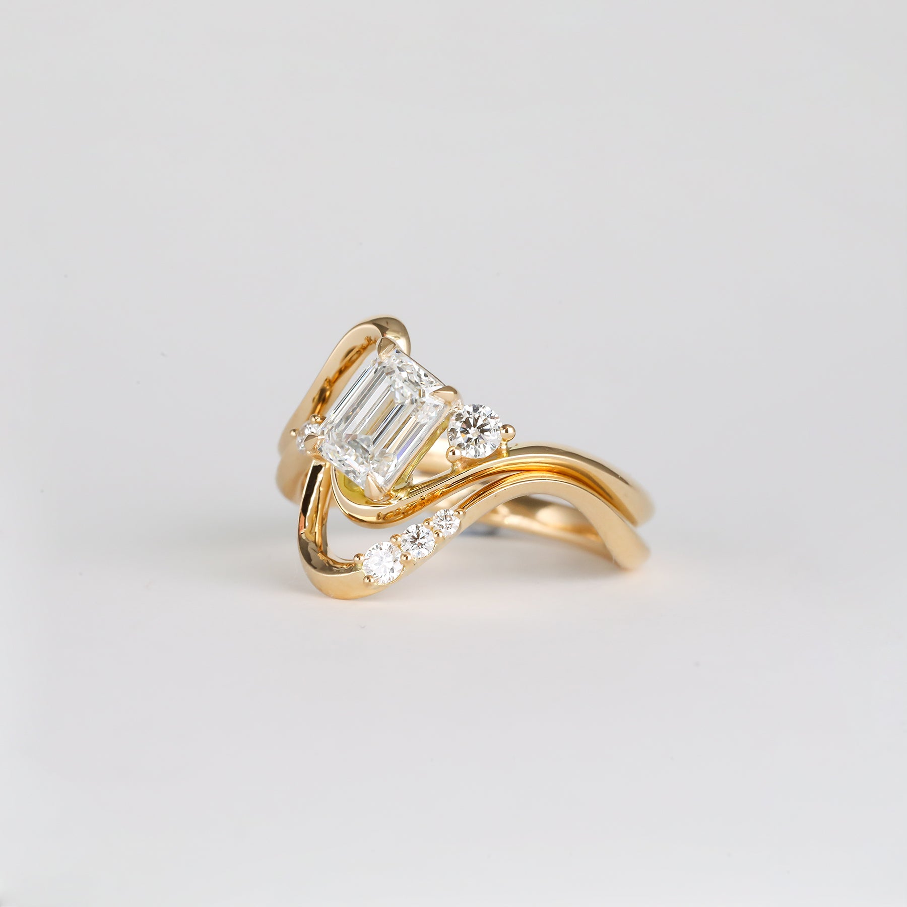 1.0 - 3.0 CT Emerald Cut Lab Grown Diamond unique Engagement ring