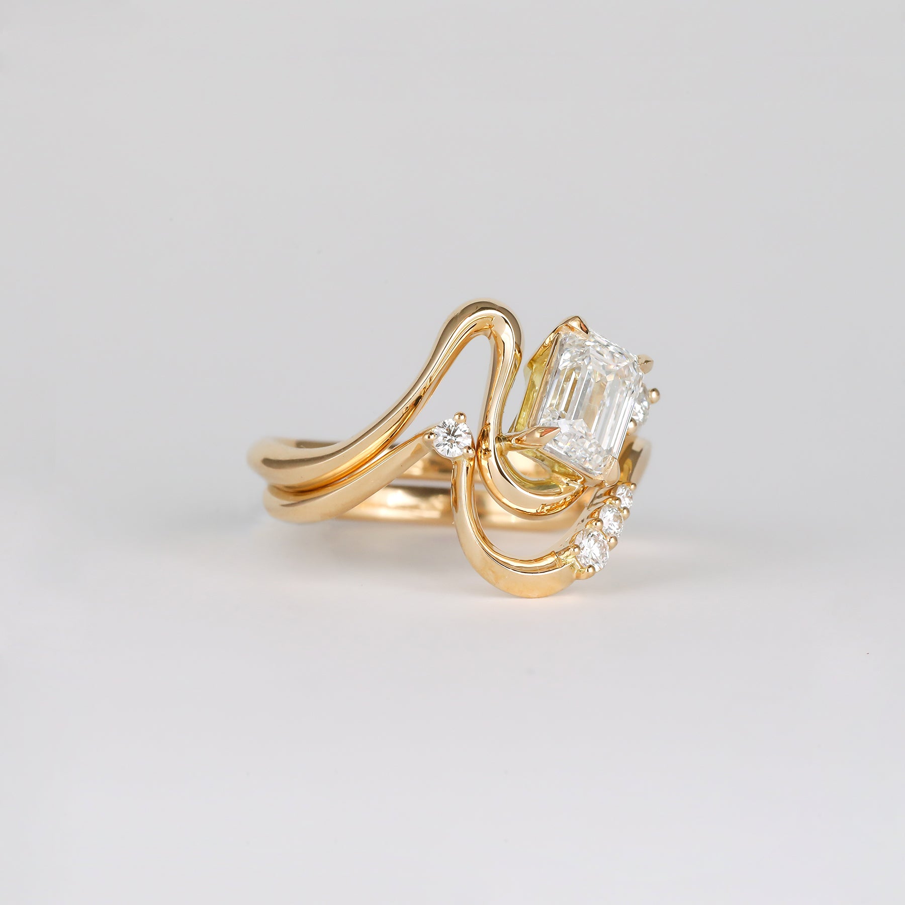 1.0 - 3.0 CT Emerald Cut Lab Grown Diamond unique Engagement ring