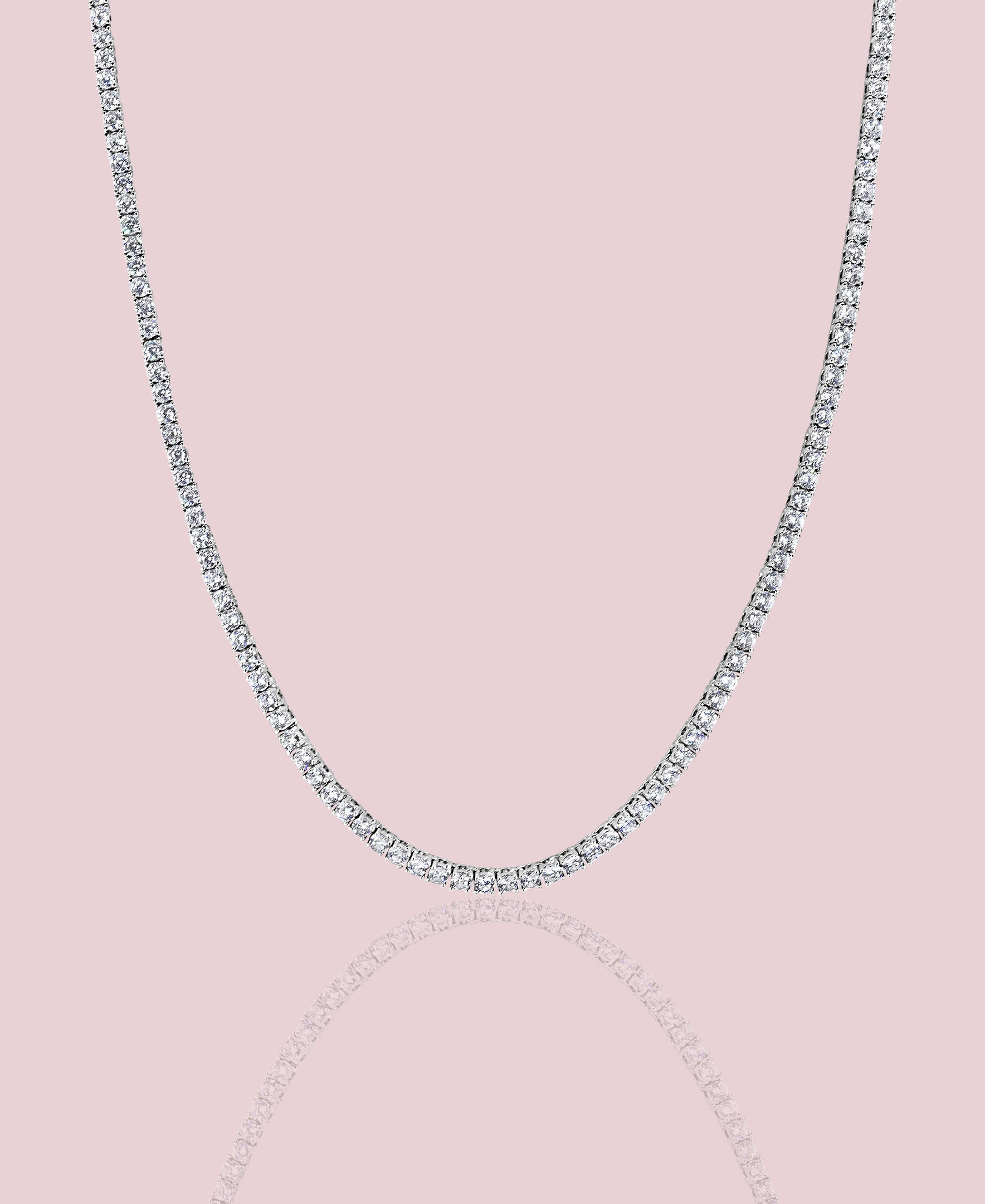 Round Lab Grown Diamond Tennis Necklace