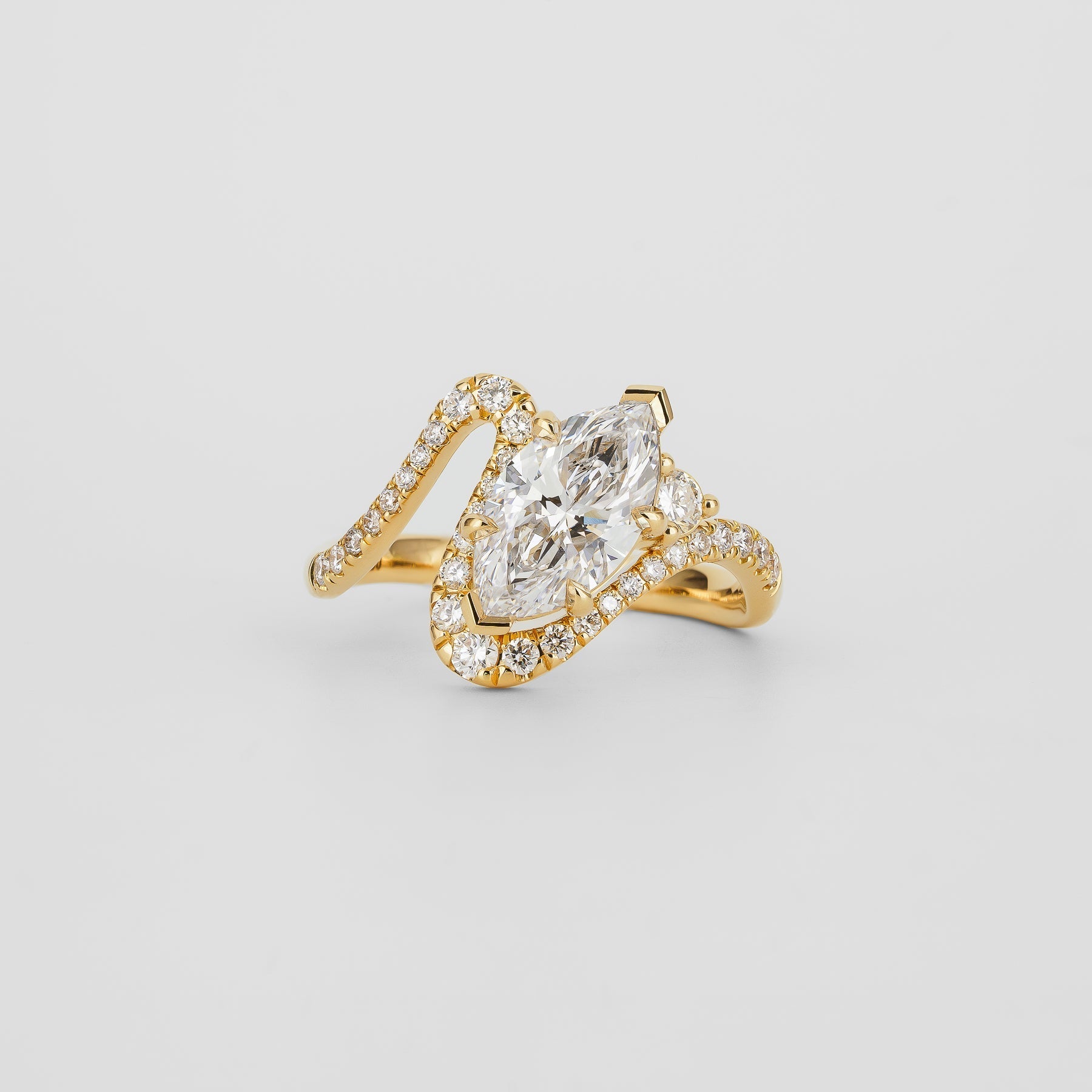 2.0 - 3.0 CT Marquise Lab Grown Diamond Unique Engagement Ring