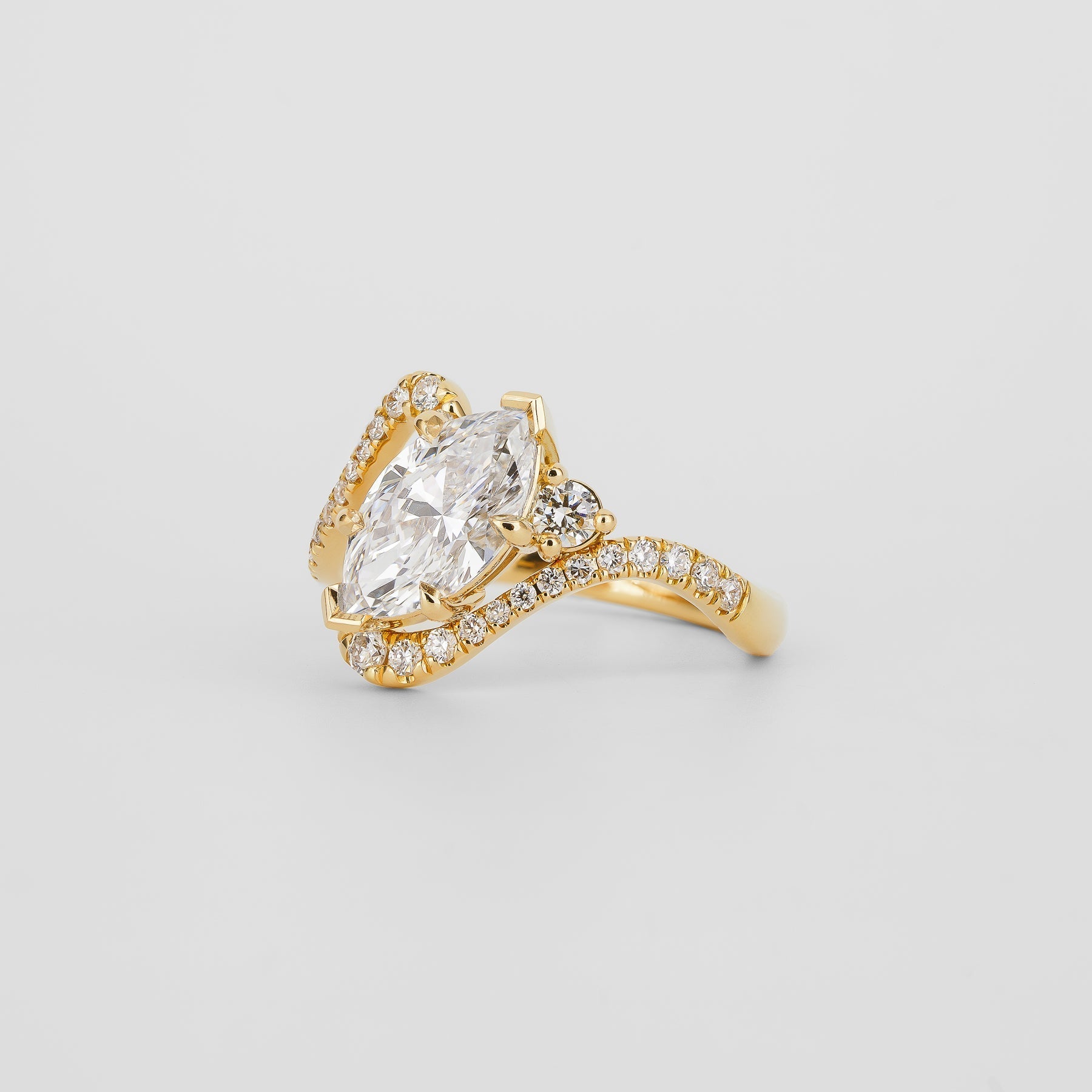 2.0 - 3.0 CT Marquise Lab Grown Diamond Unique Engagement Ring