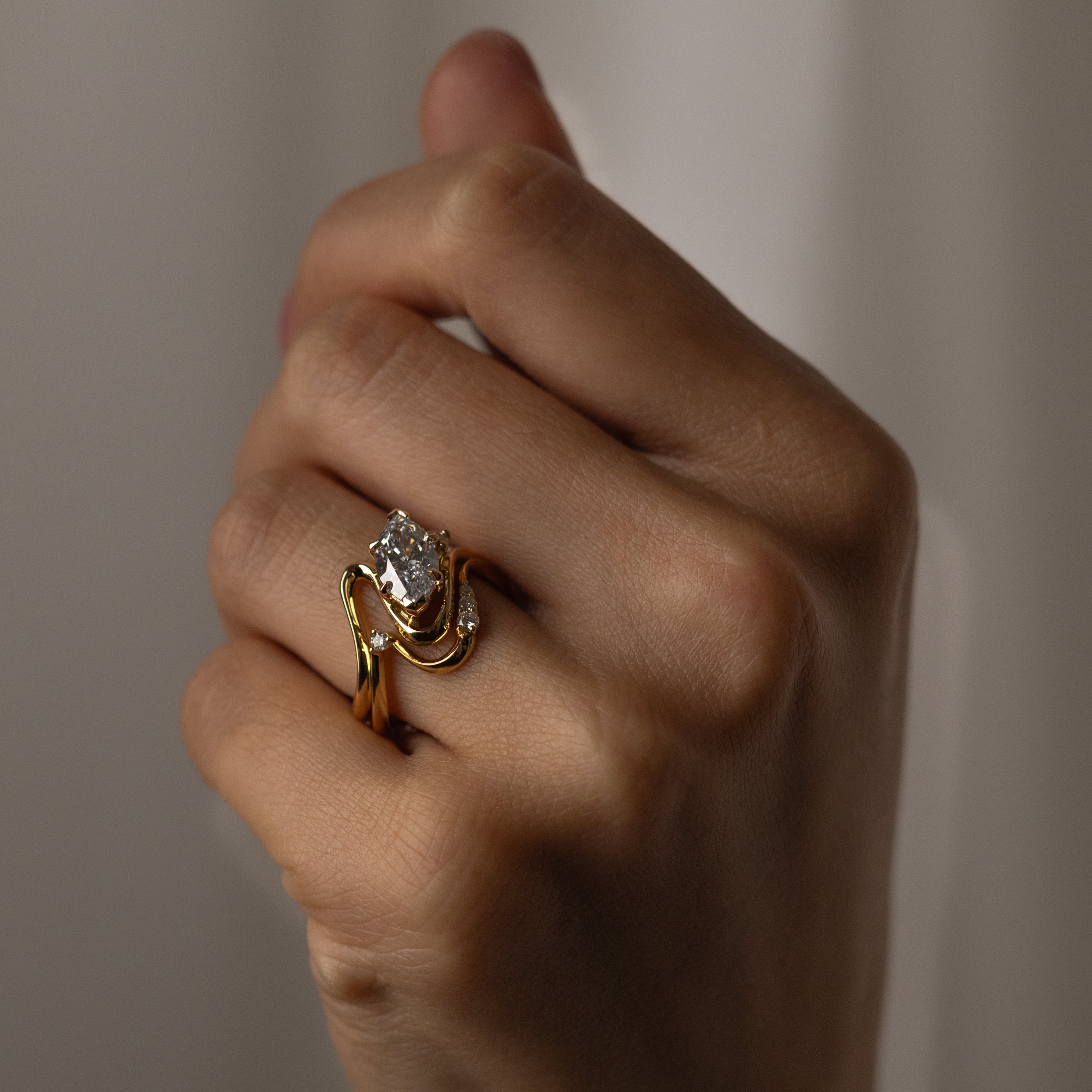 1.36- 3.50 CT Marquise Lab Grown Diamond Unique Bridal Ring Set