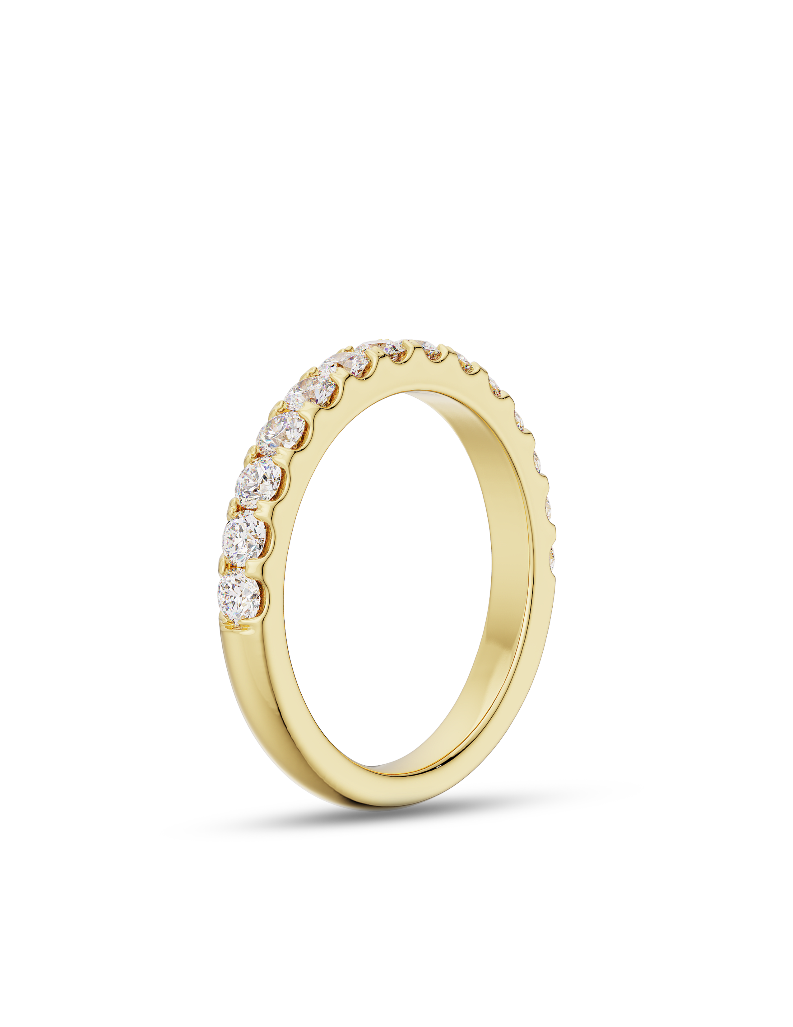 0.50 TCW Round Cut CVD Diamond Half Eternity Wedding Band