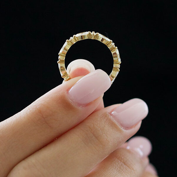 0.50 CT Marquise & Round Moissanite Diamond Alternative Stone Wedding Band - Camila Brown