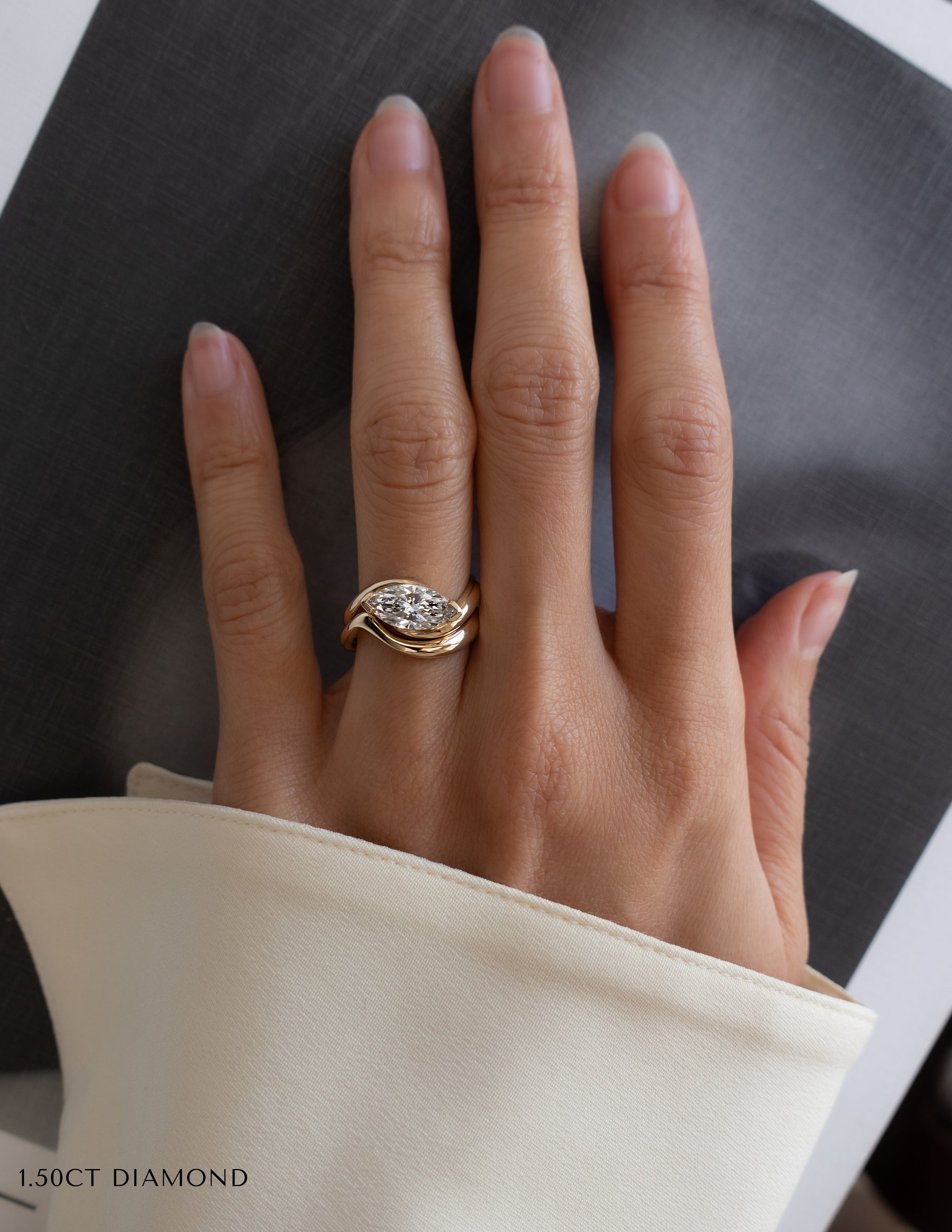 1.0 - 2.0 CT Marquise Cut Lab Grown Diamond Solitaire Setting Bridal Set