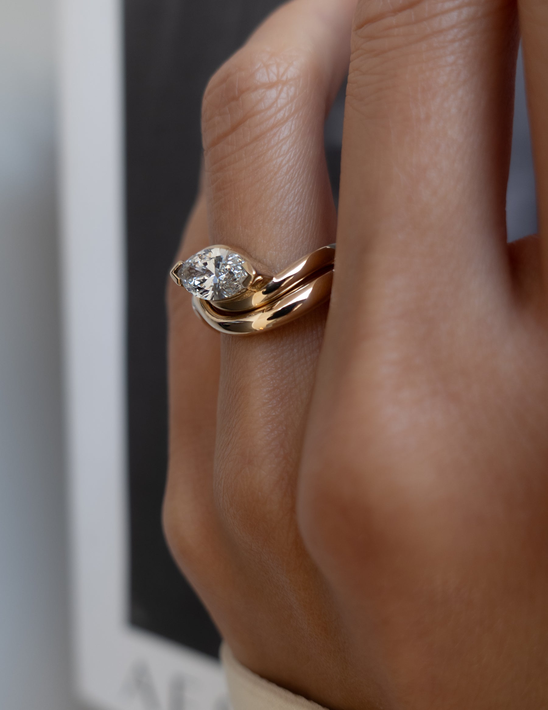 1.0 - 2.0 CT Marquise Cut Lab Grown Diamond Solitaire Setting Bridal Set