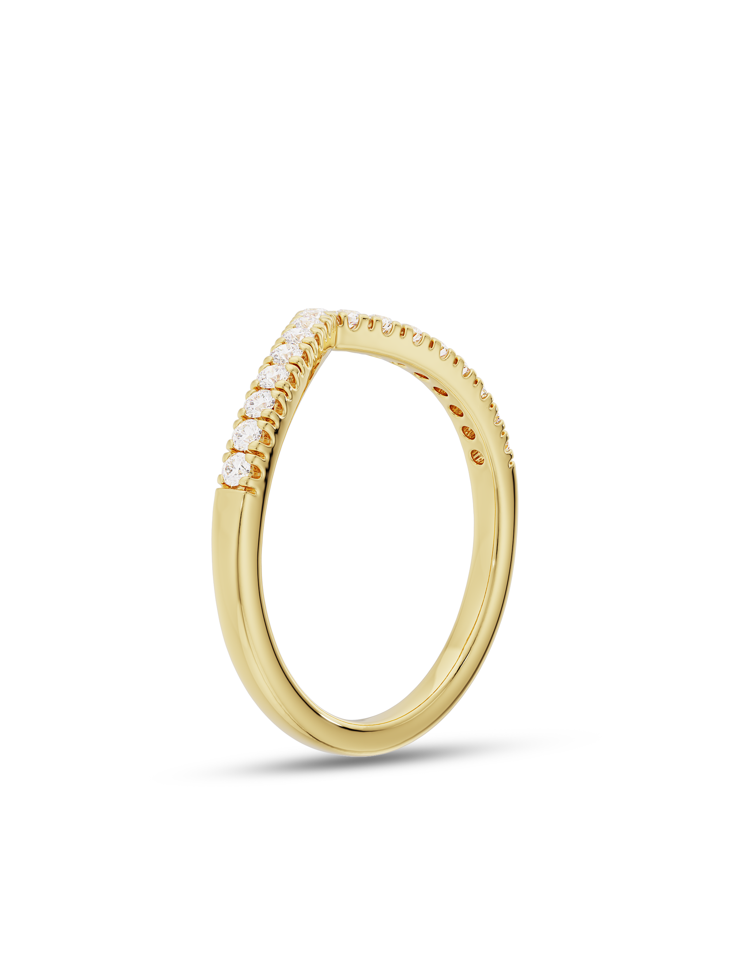 0.30 TCW Round Cut CVD Diamond Curved Wedding Band