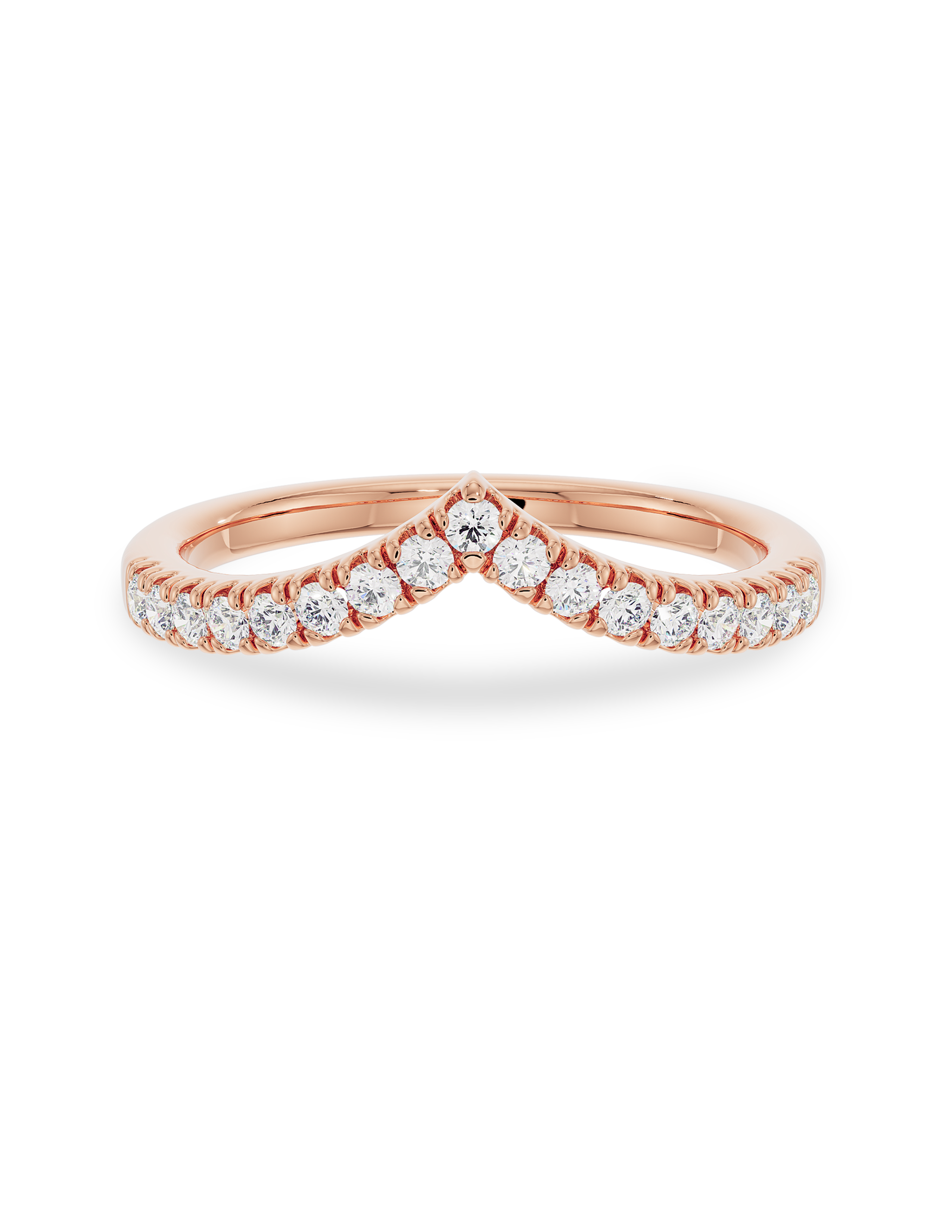 0.30 TCW Round Cut CVD Diamond Curved Wedding Band
