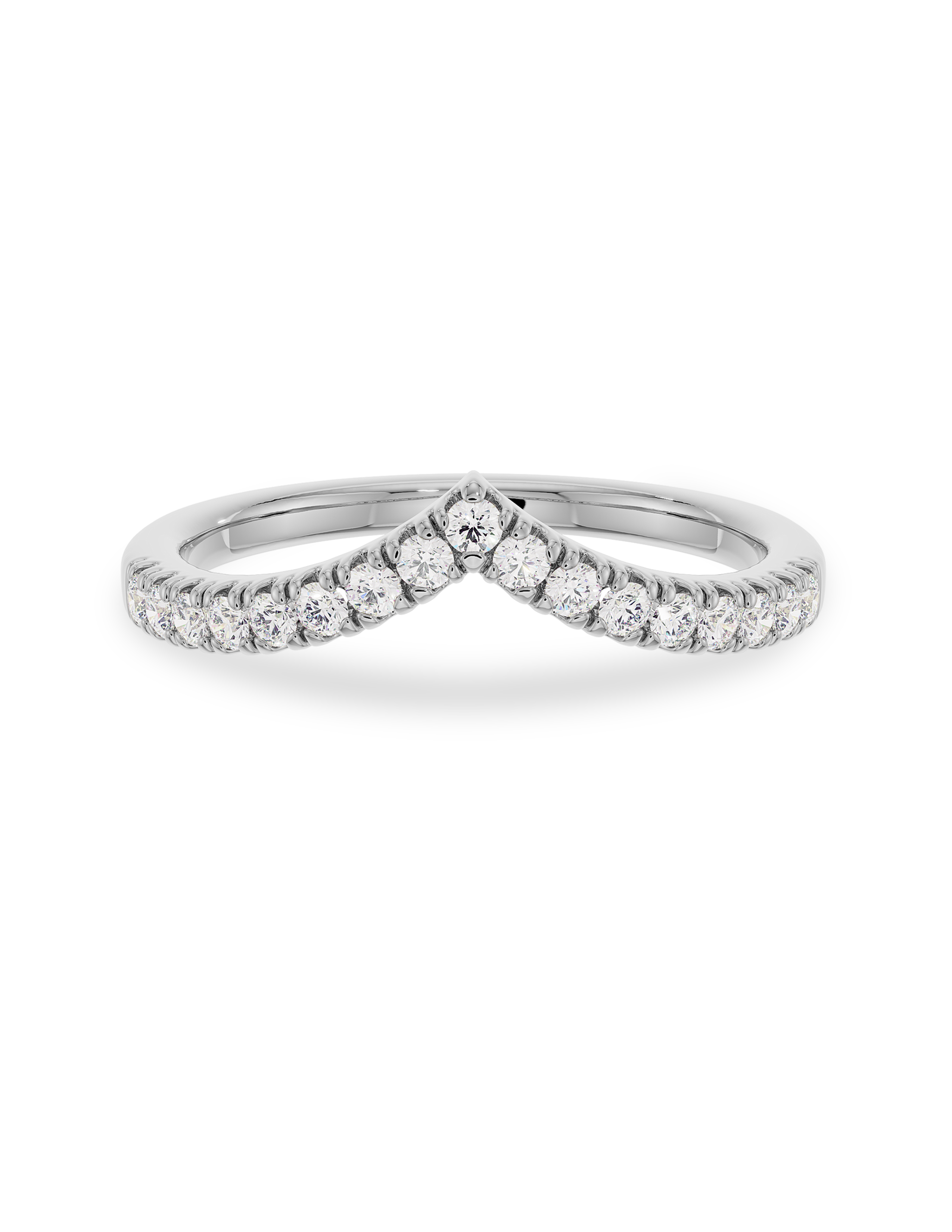 0.30 TCW Round Cut CVD Diamond Curved Wedding Band