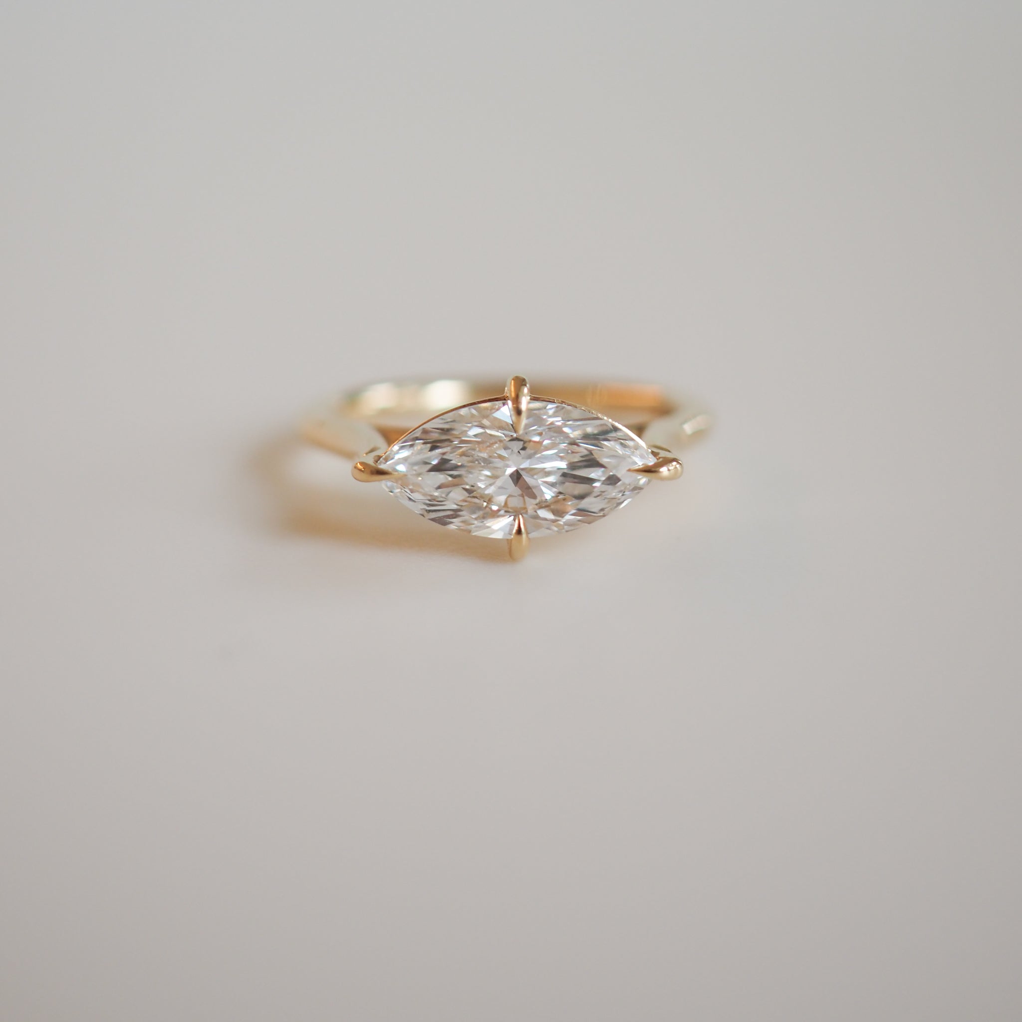 1.0-3.0 CT East west Marquise Lab Grown Diamond Solitaire Engagement Ring