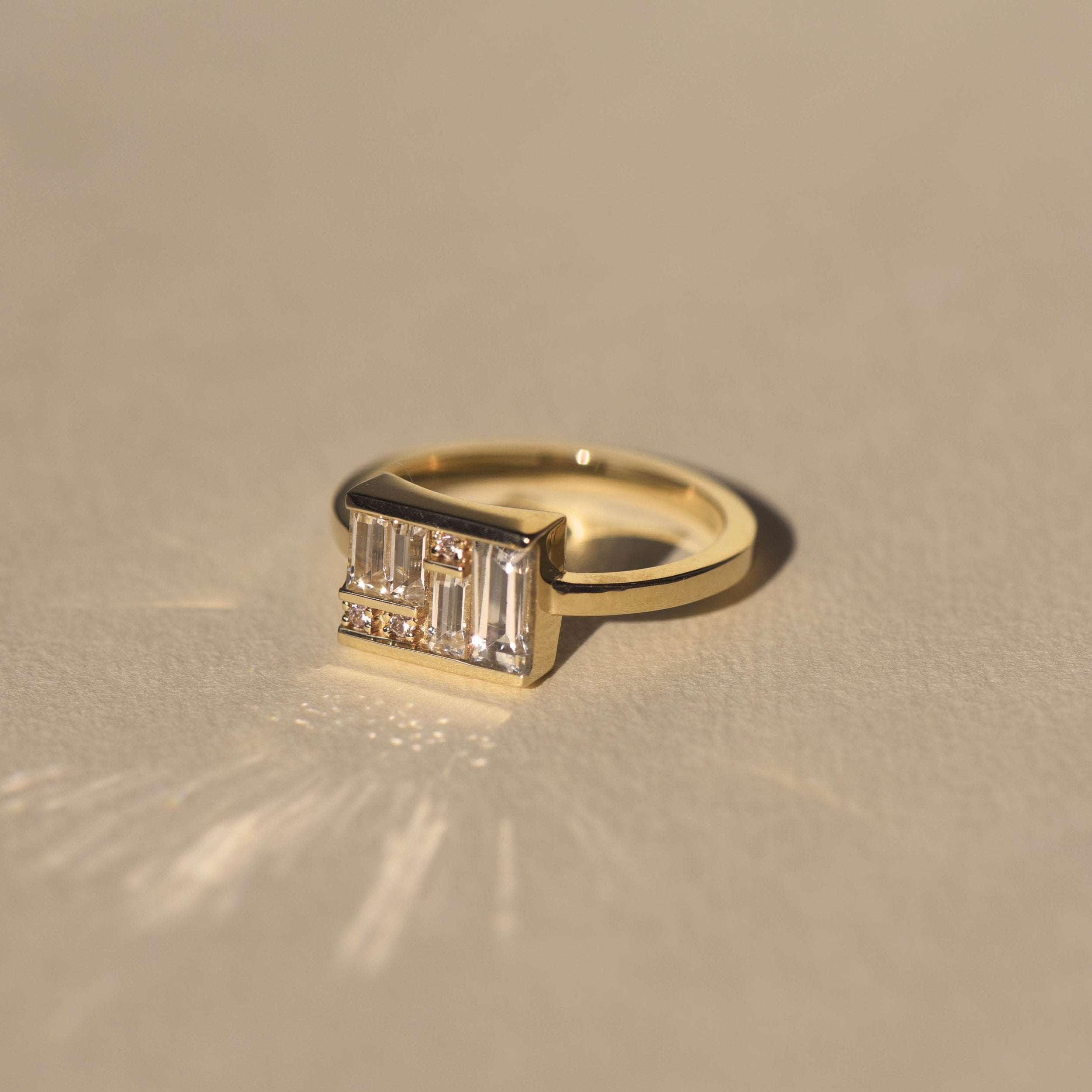 1.0 TCW Baguette & Round Lab Grown Diamond Engagement Ring
