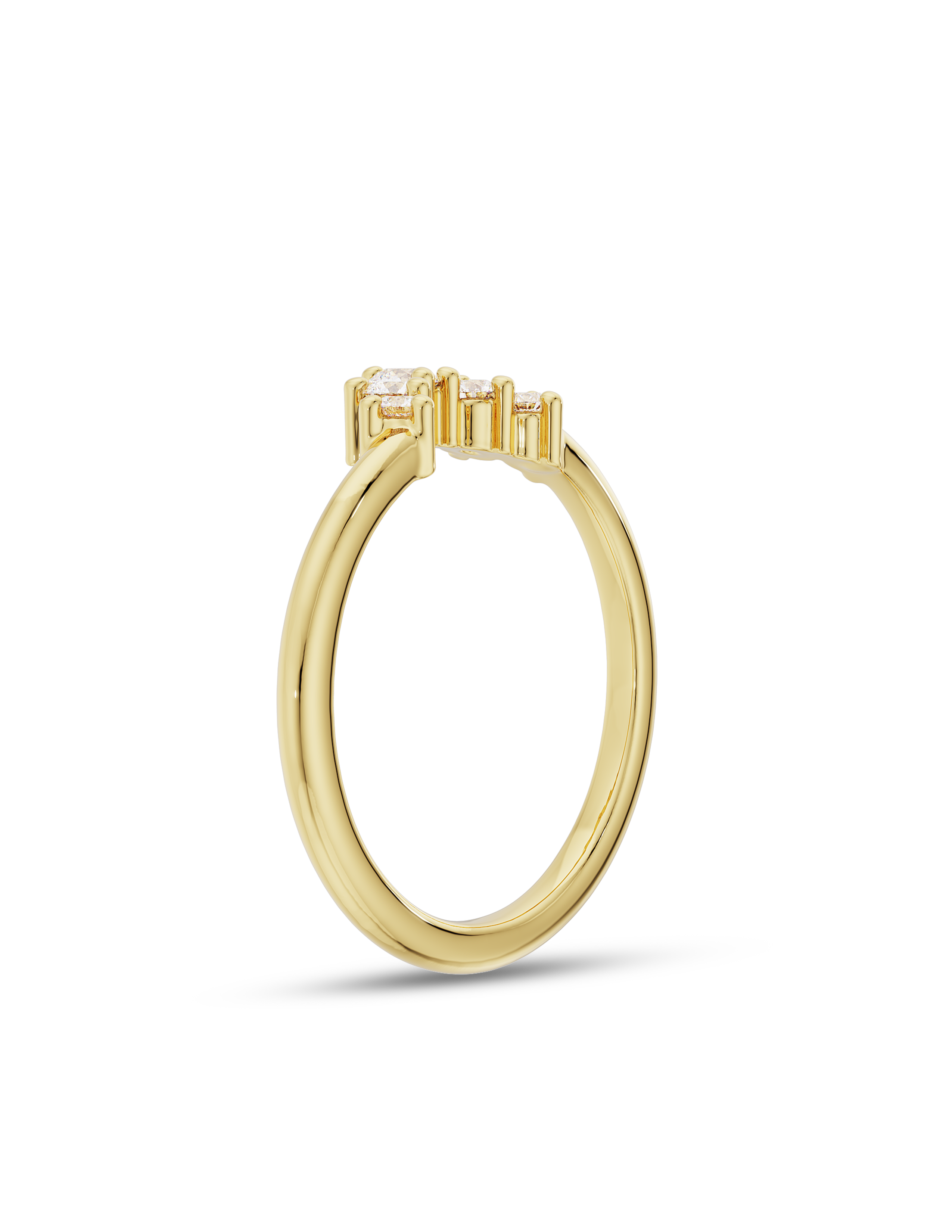 0.20 TCW Round Cut CVD Diamond V Shape Wedding Band