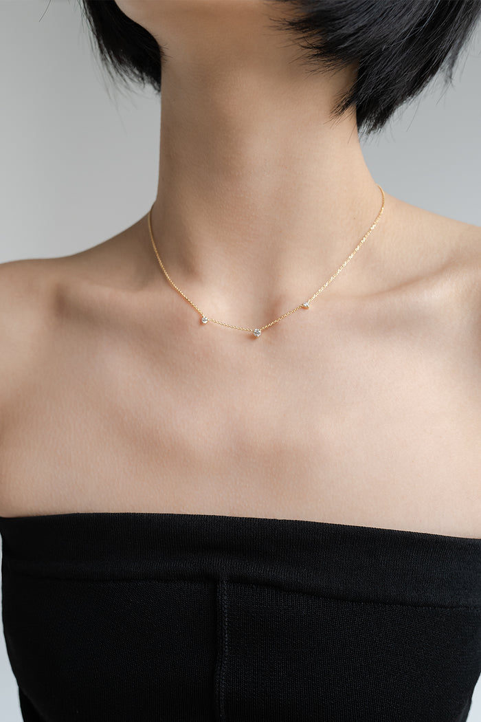 Three Round Diamond Moissanite Necklace