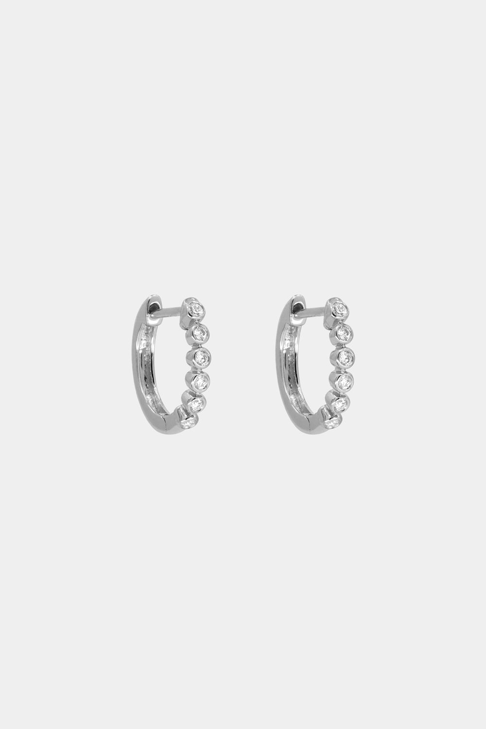 0.05 TCW Round Cut Moissanite Diamond Bezel Huggies Earrings