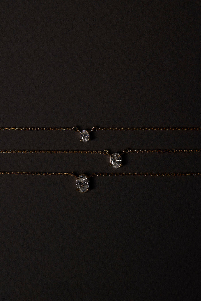 Mini Oval Moissanite Diamond Necklace