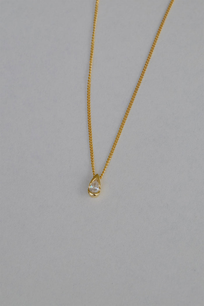 Mini Pear Moissanite Diamond Necklace