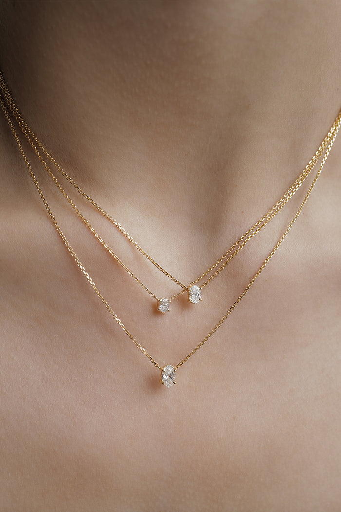 Mini Oval Moissanite Diamond Necklace