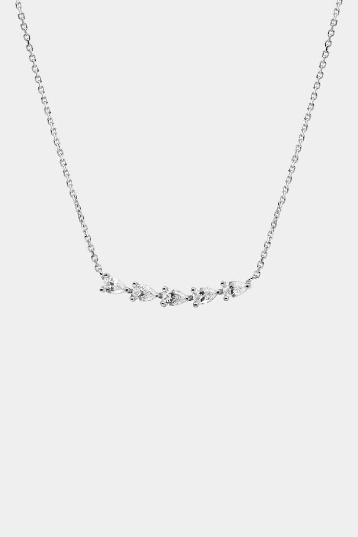 Pear Cut Curved Bar Moissanite Diamond Necklace