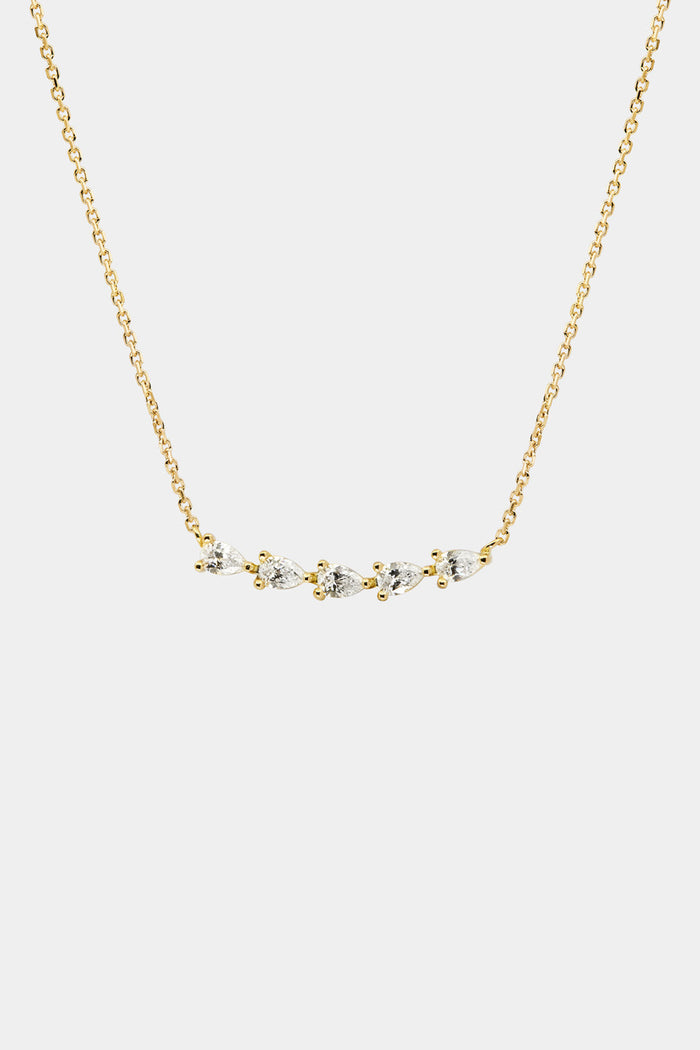 Pear Cut Curved Bar Moissanite Diamond Necklace