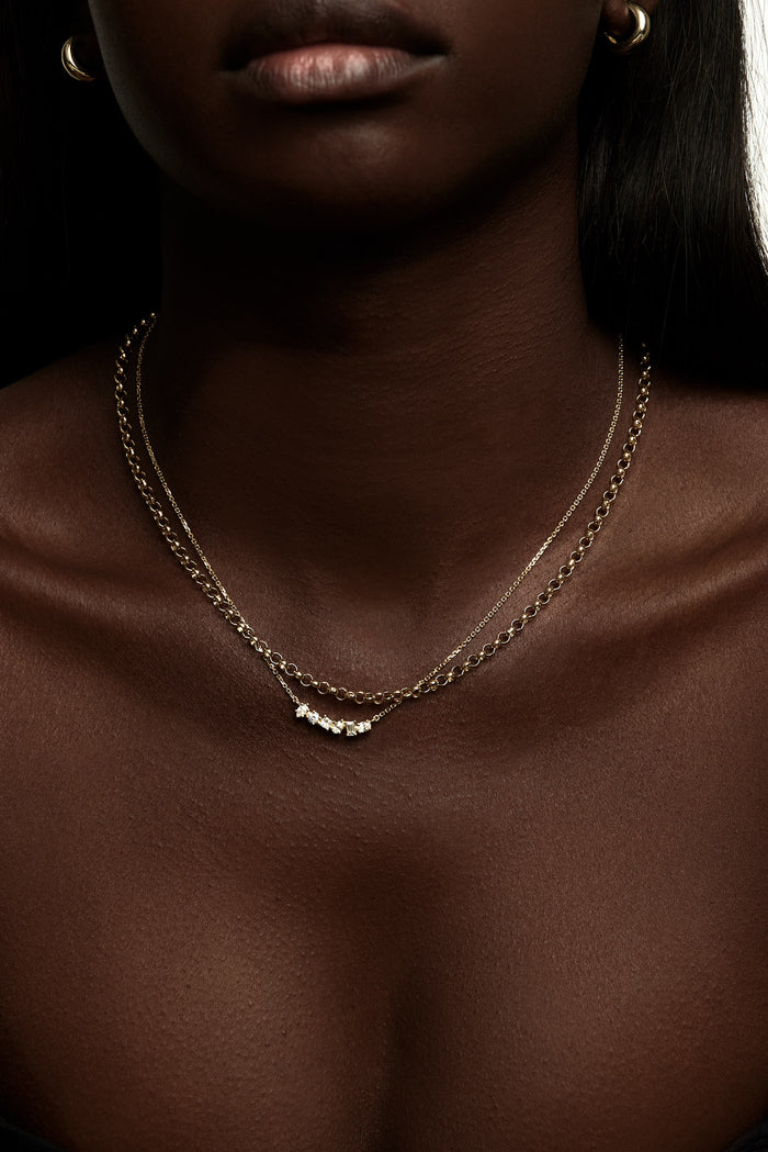 multiple stone cuts Curved Bar Style Moissanite Diamond Necklace