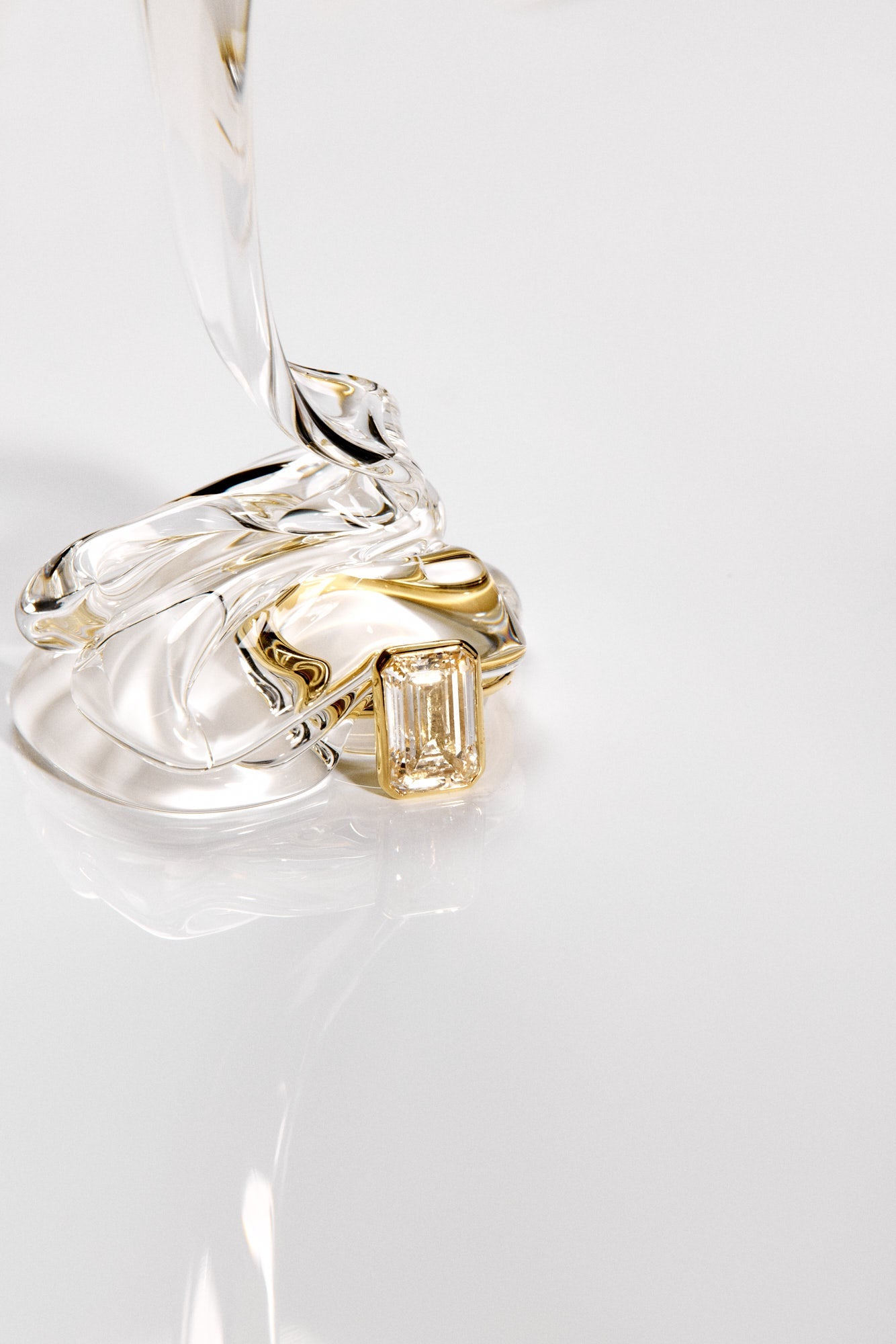 1.0 CT Emerald Shaped Moissanite Bezel Solitaire Engagement Ring