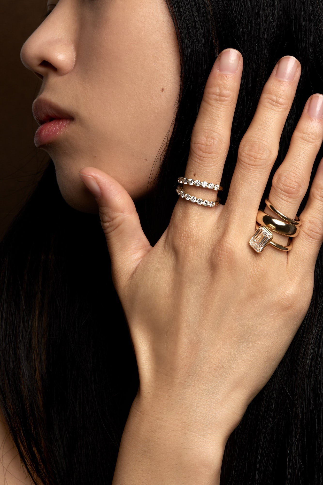 0.30 TCW Round Shaped Moissanite Double Band Wedding Band