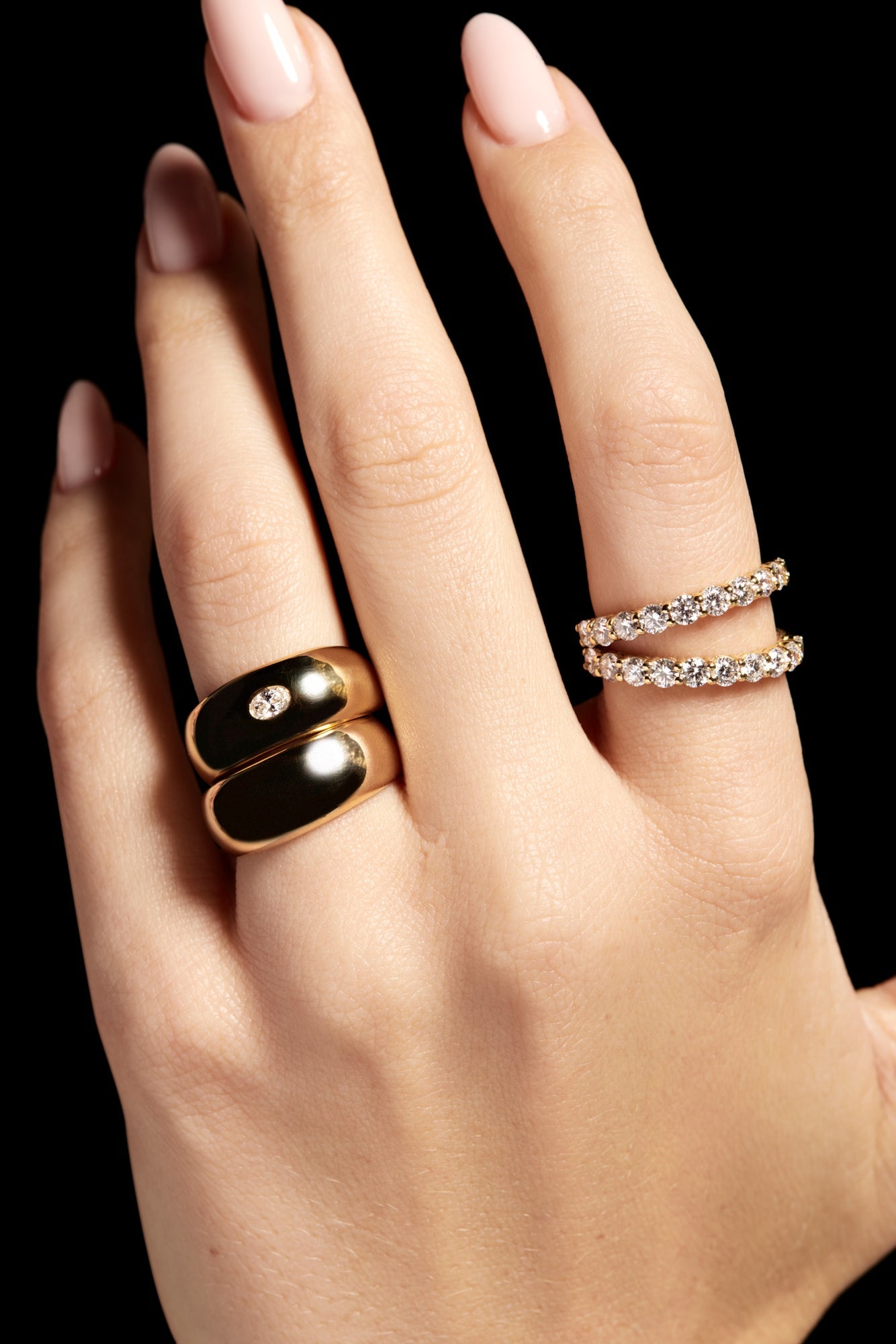 0.30 TCW Round Shaped Moissanite Double Band Wedding Band