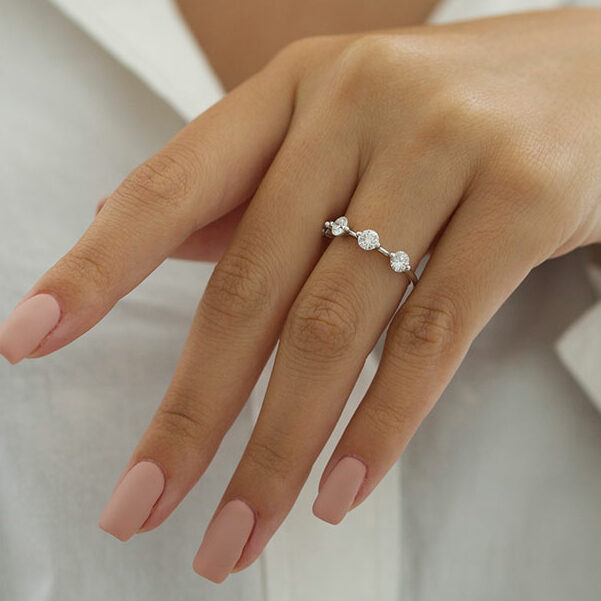 1.0 CT Round Moissanite Diamond Four Stones Wedding Band - Camila Brown