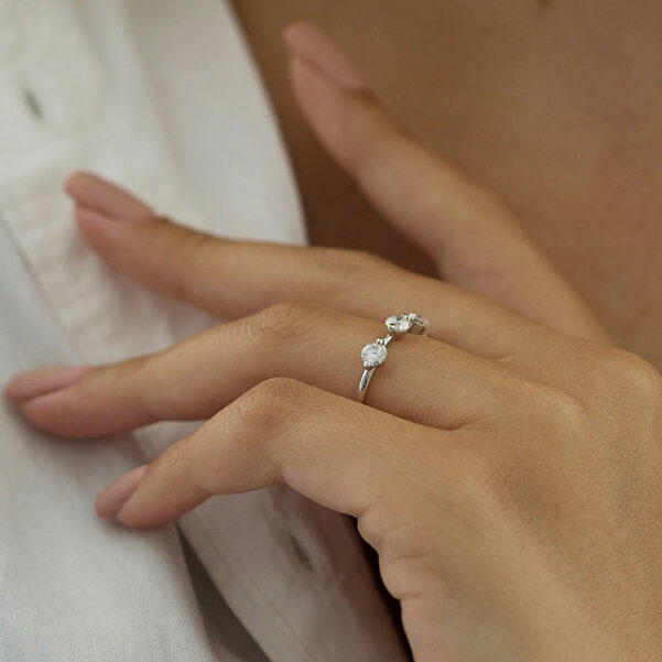 1.0 CT Round Moissanite Diamond Four Stones Wedding Band - Camila Brown