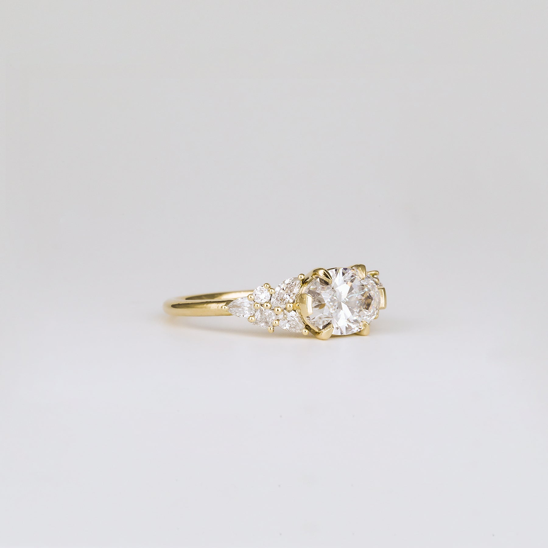 1.41-3.50 CT Oval Lab Grown Diamond Cluster Engagement ring