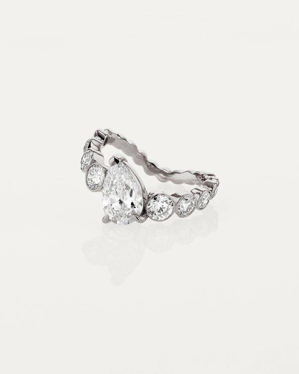 1.50 CT Pear Cut Lab Grown Diamond Unique Style Engagement Ring