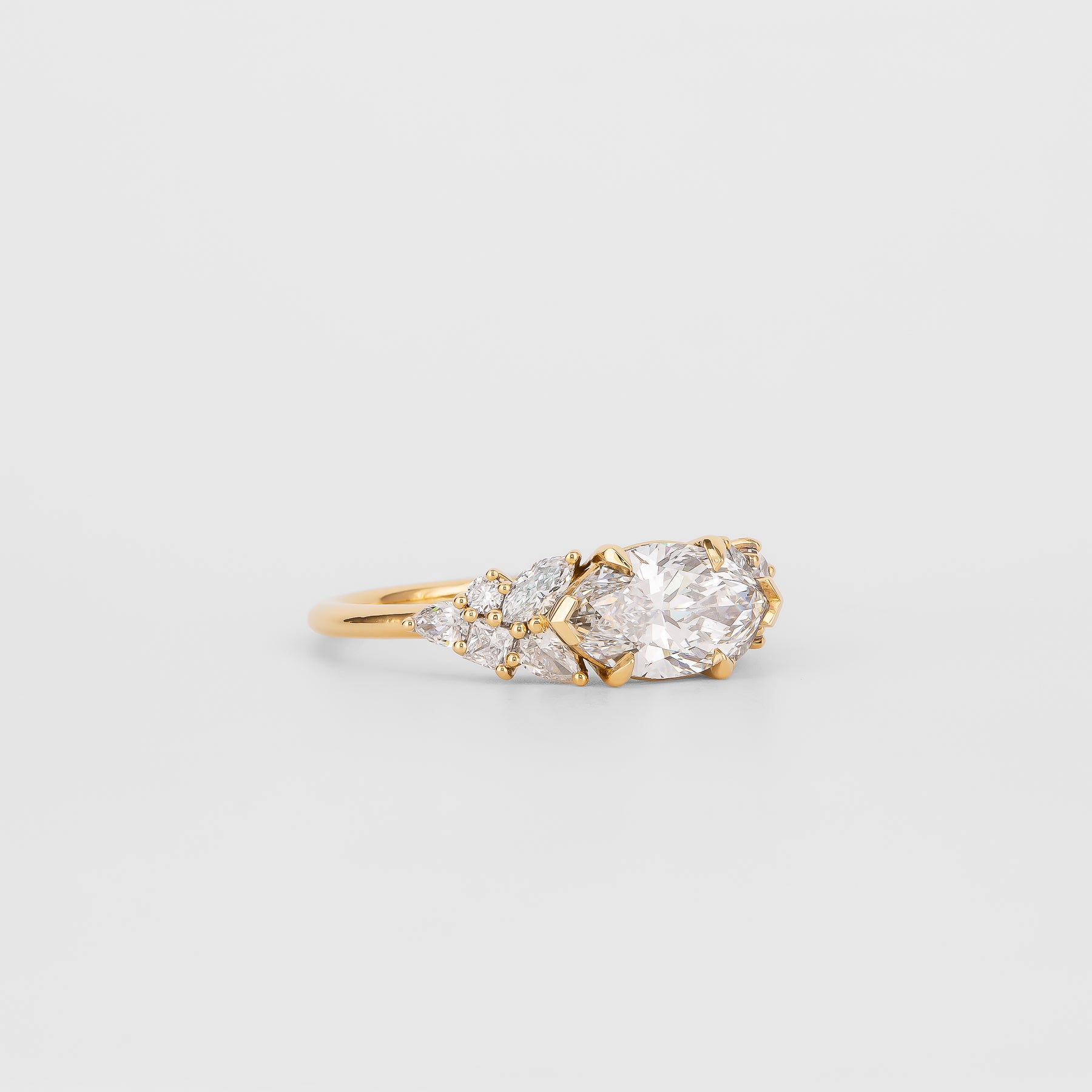 1.37 CT Marquise Lab Grown Diamond Cluster Engagement Ring