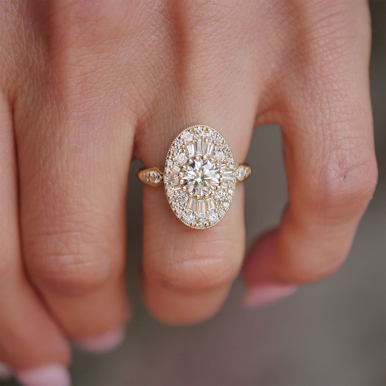 1.0 CT Round Shape Ballerina Lab Grown Engagement Ring