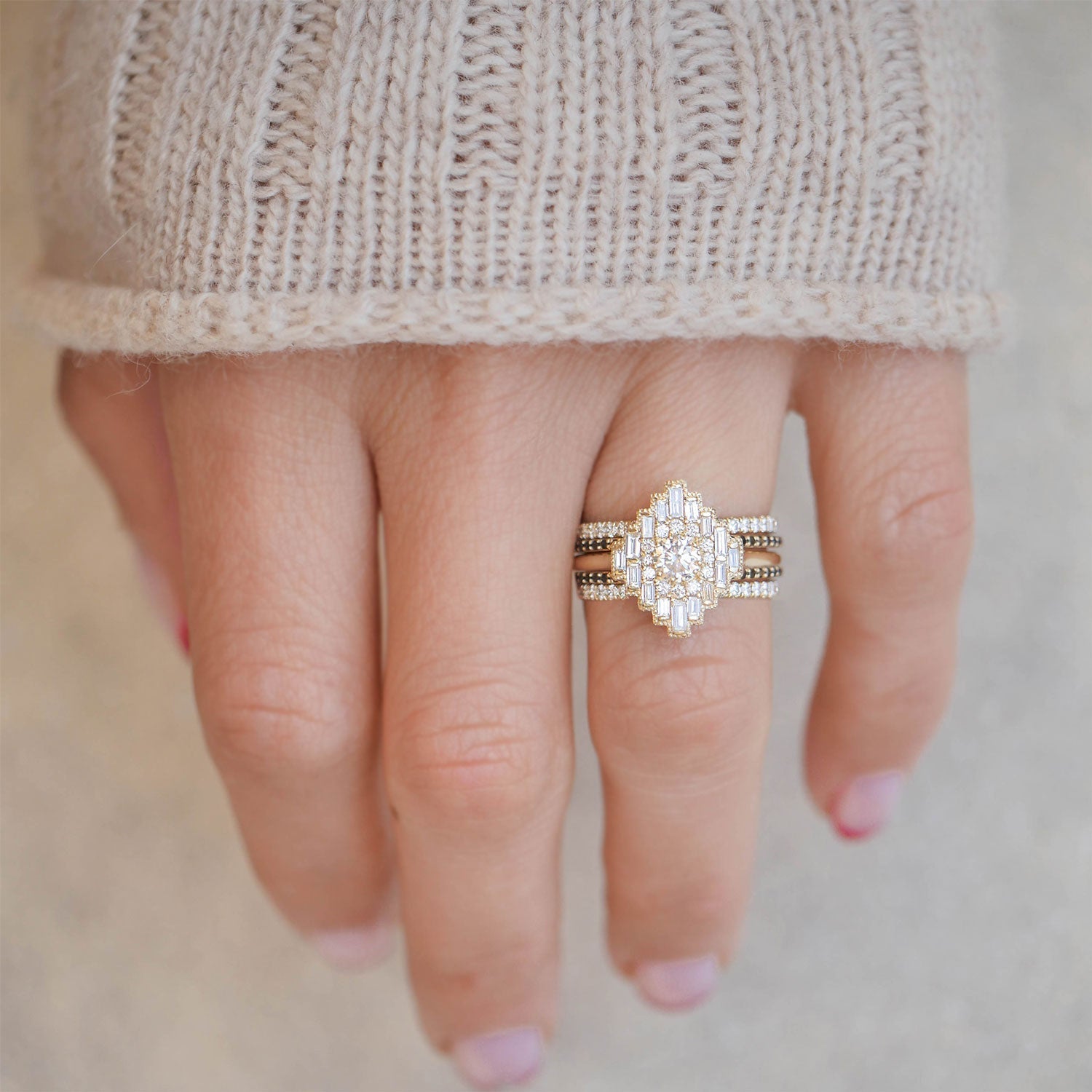 0.35 CT Round Shape Lab Grown Vintage Setting Engagement Ring