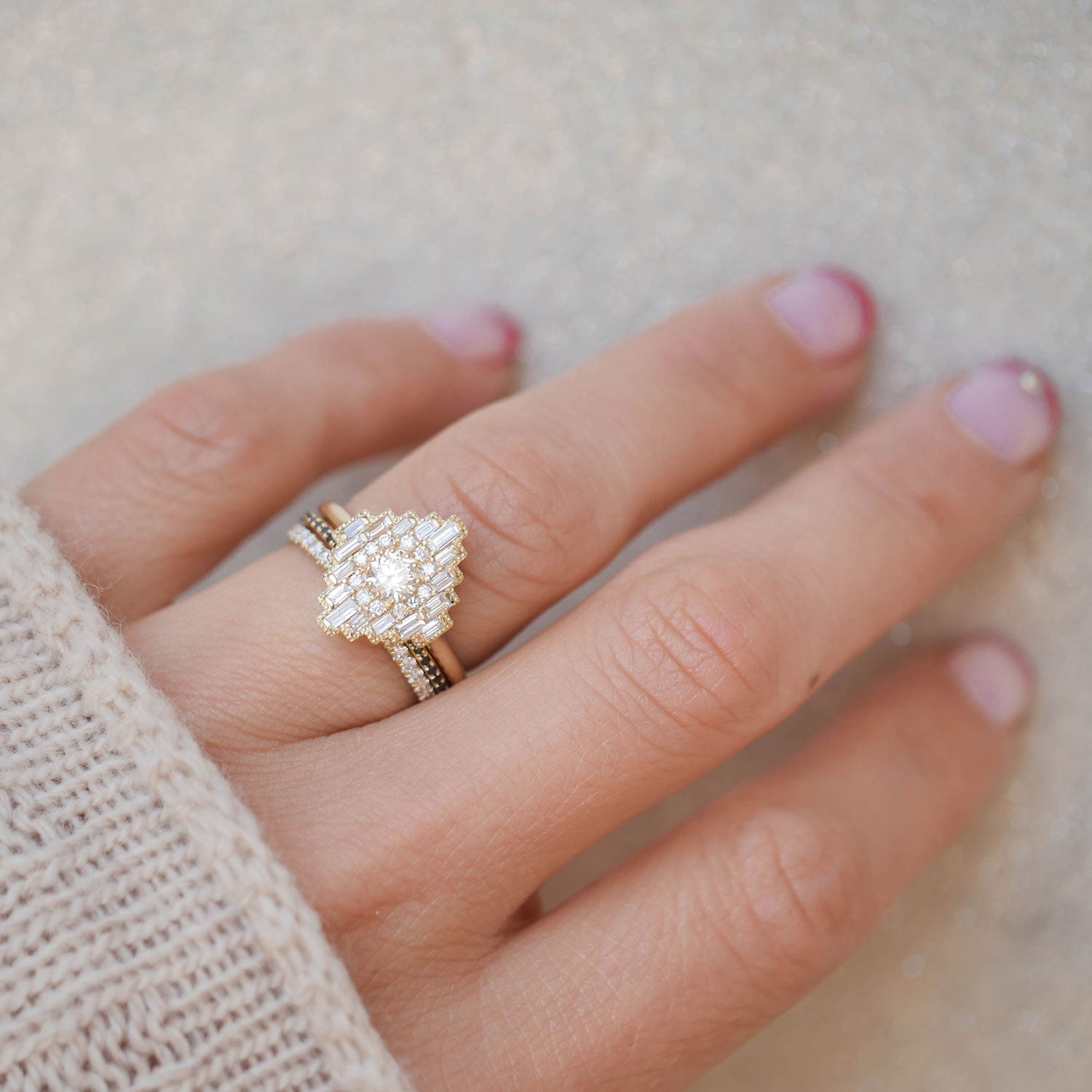 0.35 CT Round Shape Lab Grown Vintage Setting Engagement Ring