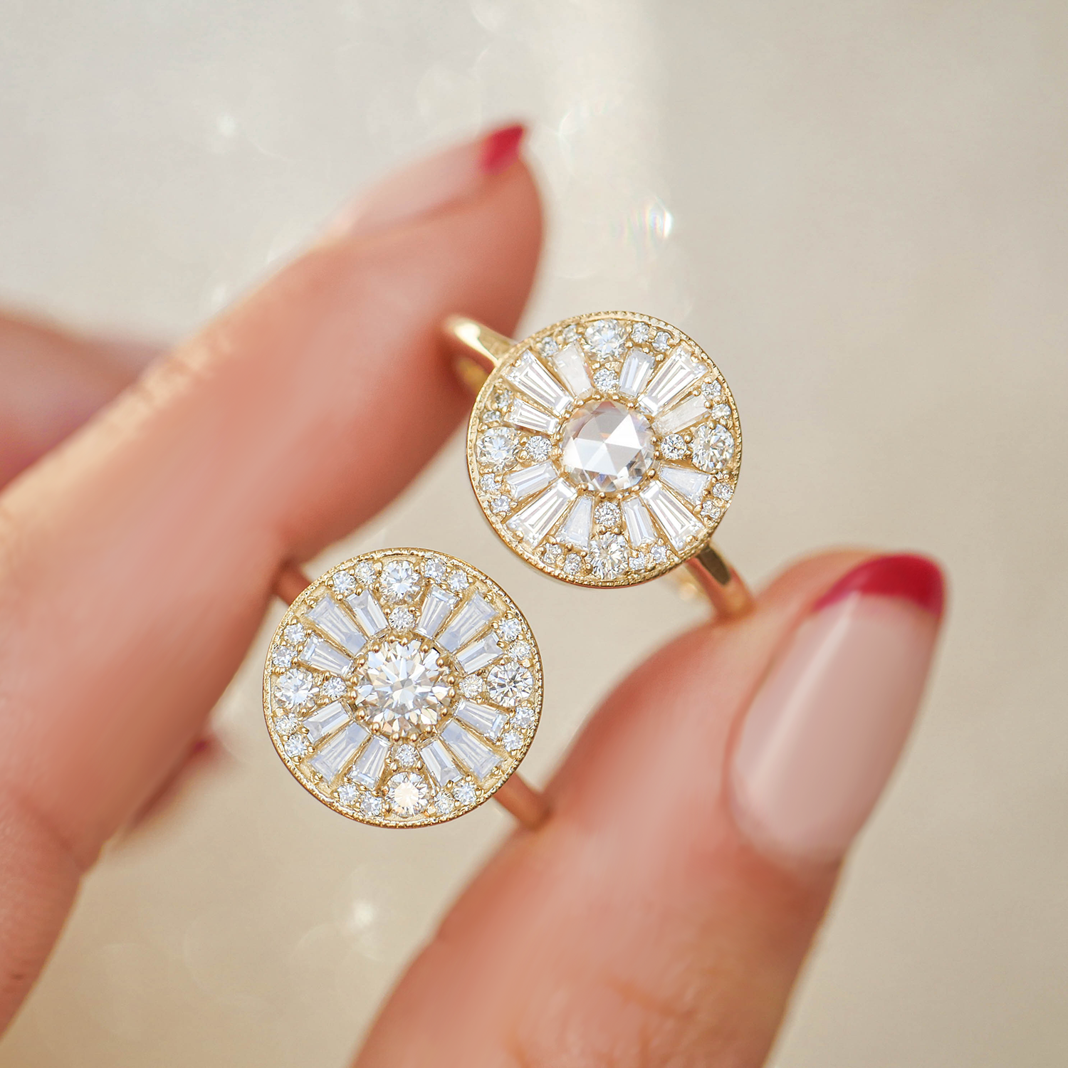 0.4 CT Round Shape Ballerina Lab Grown Engagement Ring