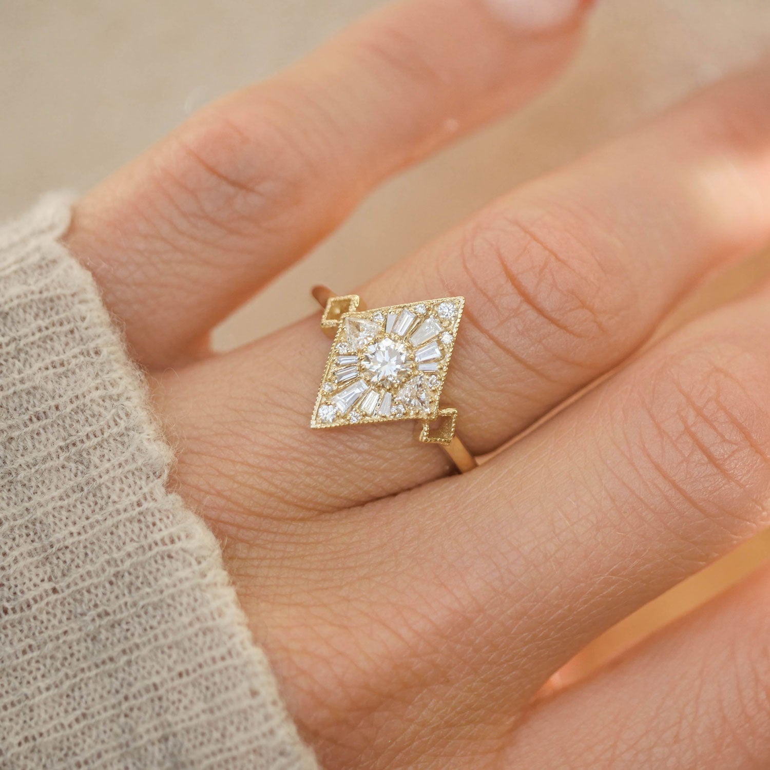 0.30 CT Round Shape Lab Grown Mini Kite Engagement Ring