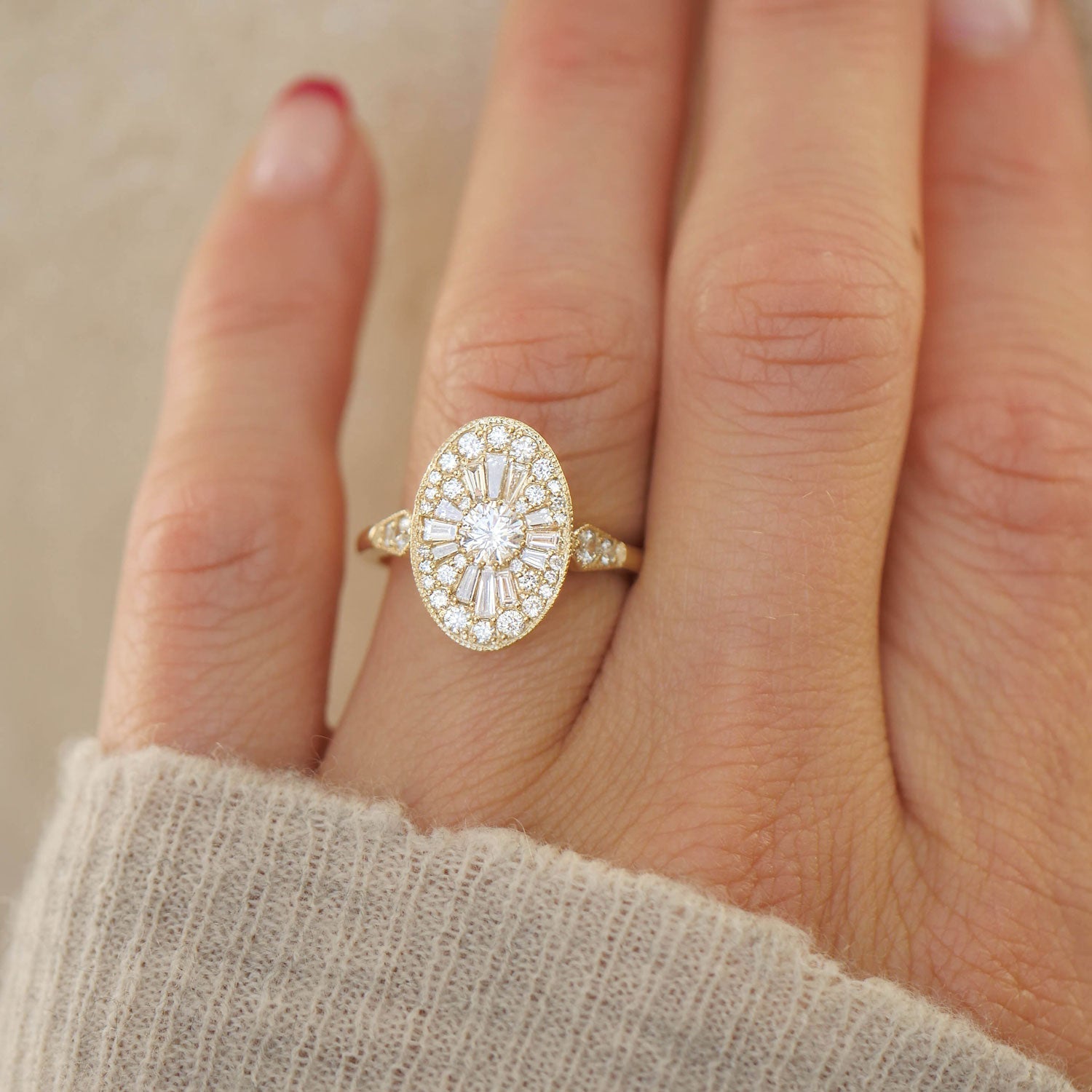 0.35 CT Round Shape Ballerina Lab Grown Engagement Ring
