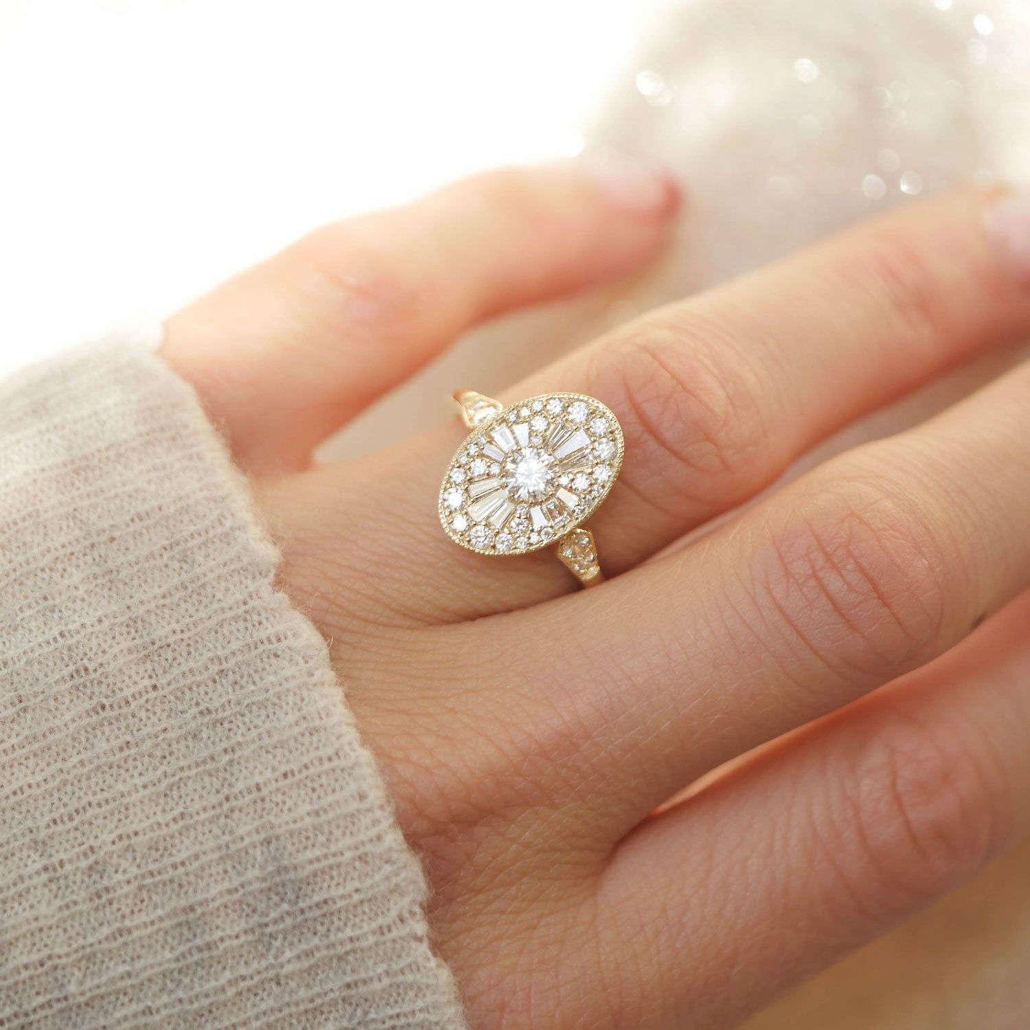 0.35 CT Round Shape Ballerina Lab Grown Engagement  Ring