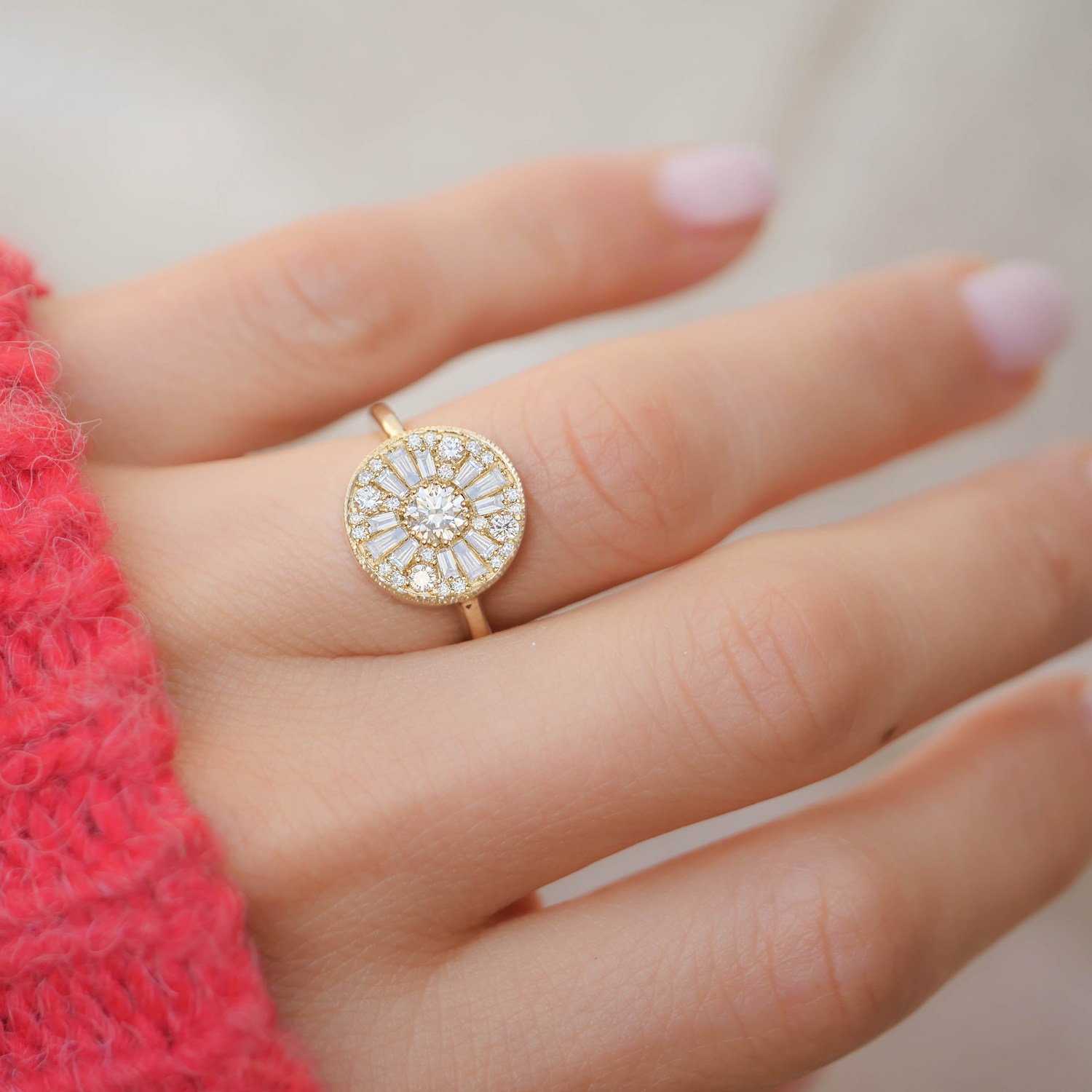 0.4 CT Round Shape Ballerina Lab Grown Engagement Ring