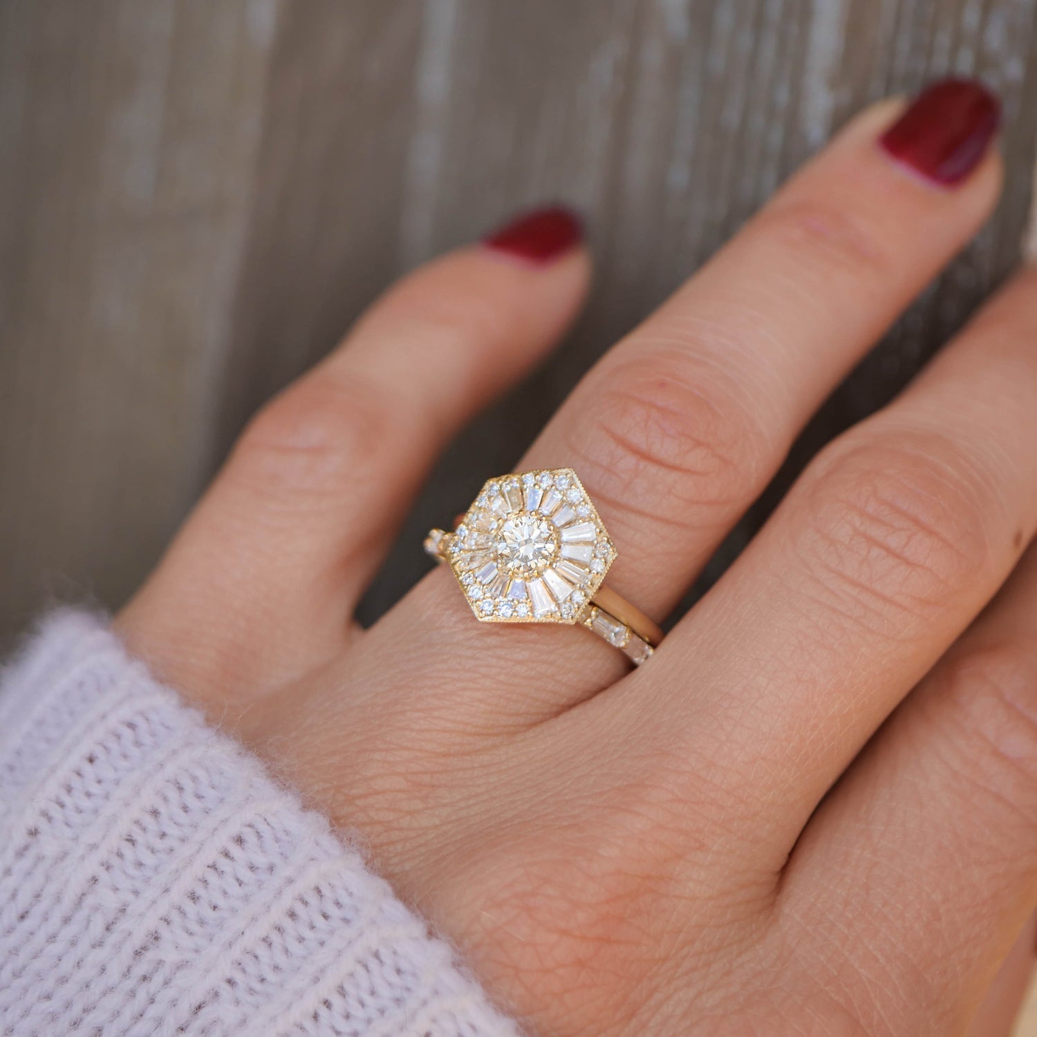 0.45 CT Round Shape Ballerina Lab Grown Engagement Ring