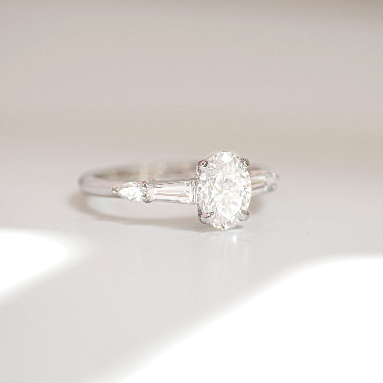1.0 CT Oval Shape Lab Grown Pave Setting Engagement Ring