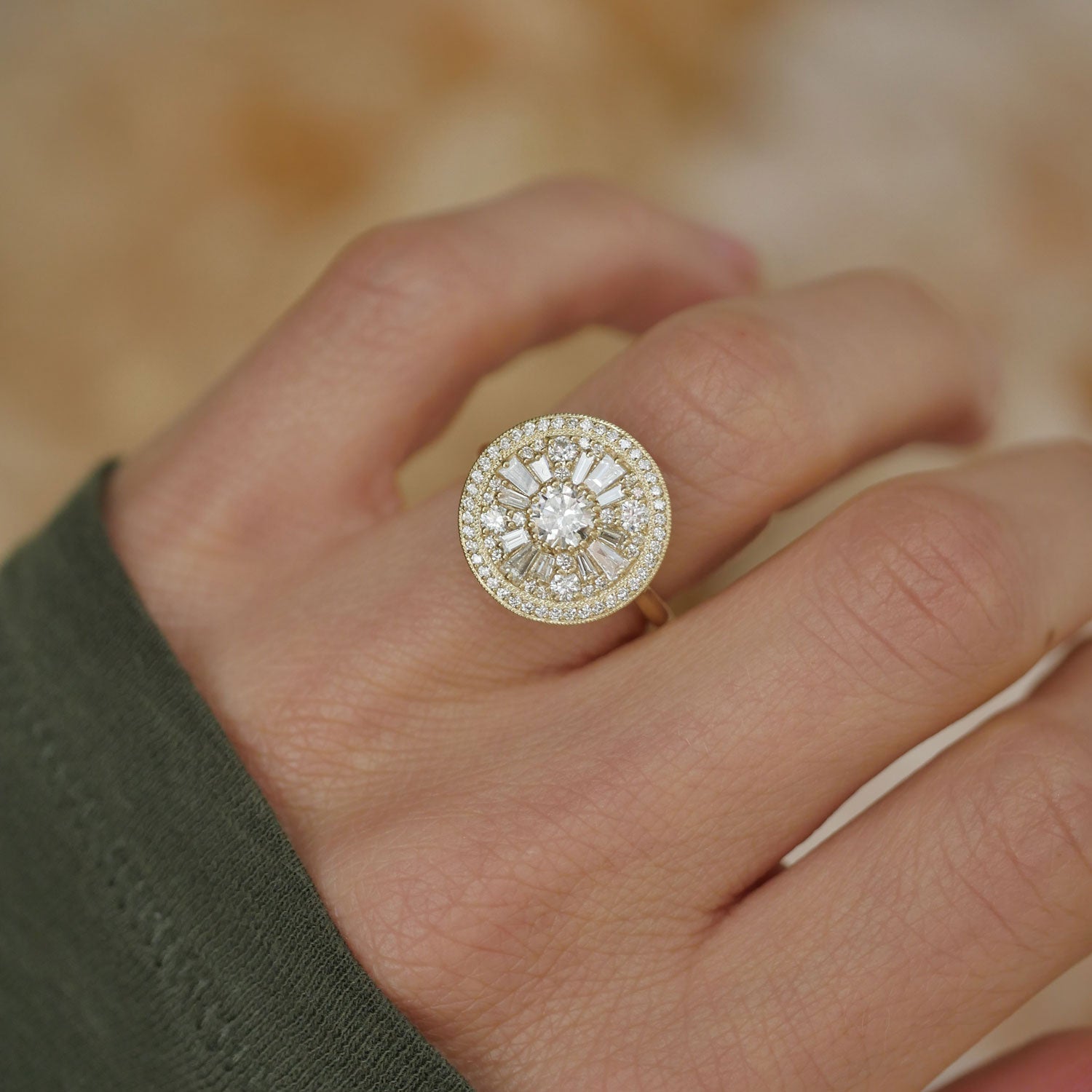 0.35 CT Round Shape Lab Grown Halo Engagement Ring