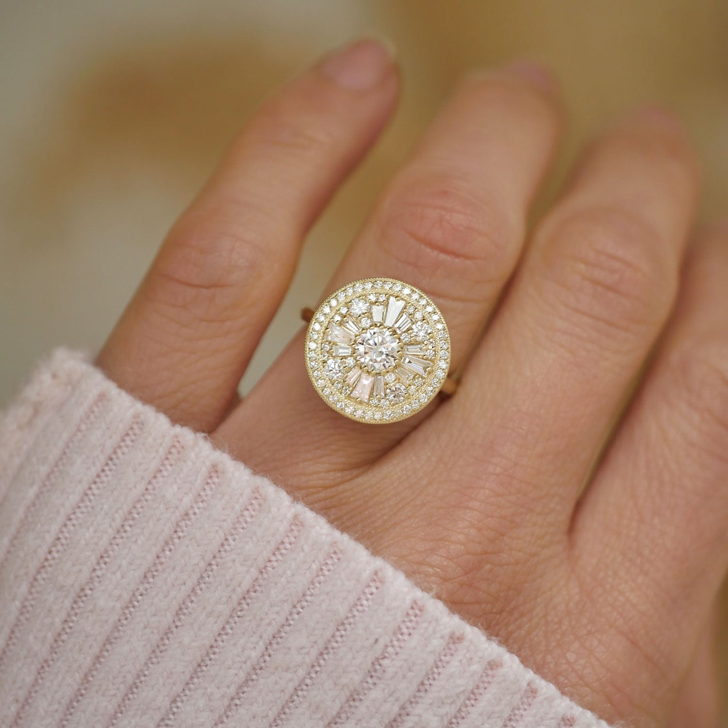 0.35 CT Round Shape Lab Grown Halo Engagement Ring