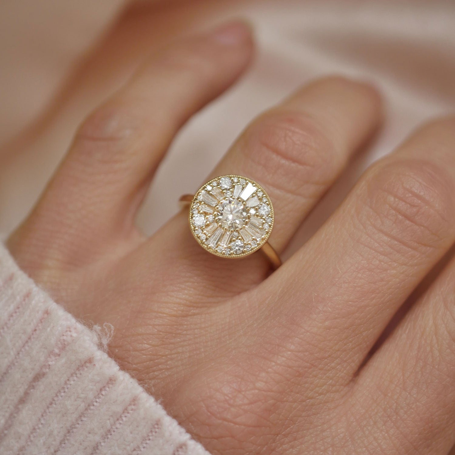 0.4 CT Round Shape Ballerina Lab Grown Engagement Ring