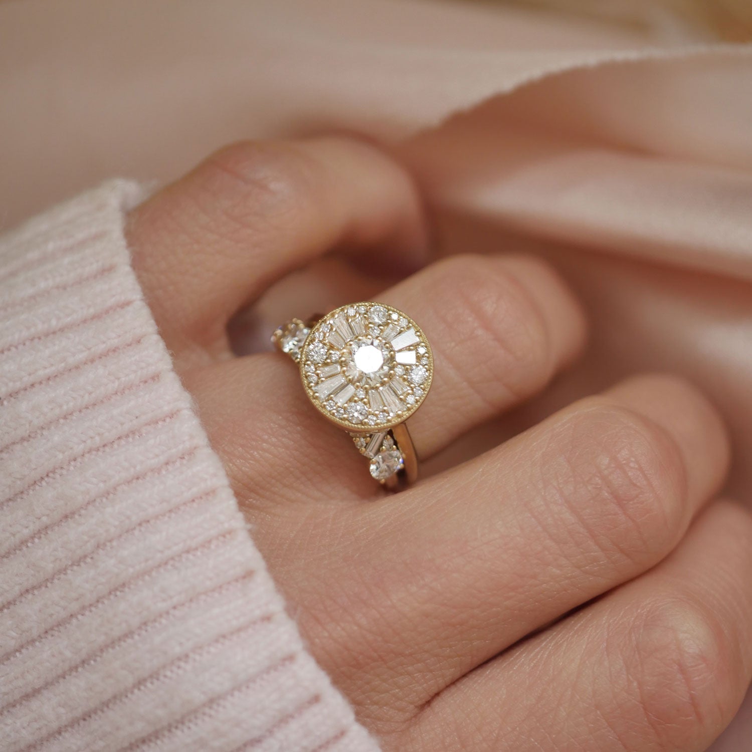 0.4 CT Round Shape Ballerina Lab Grown Engagement Ring