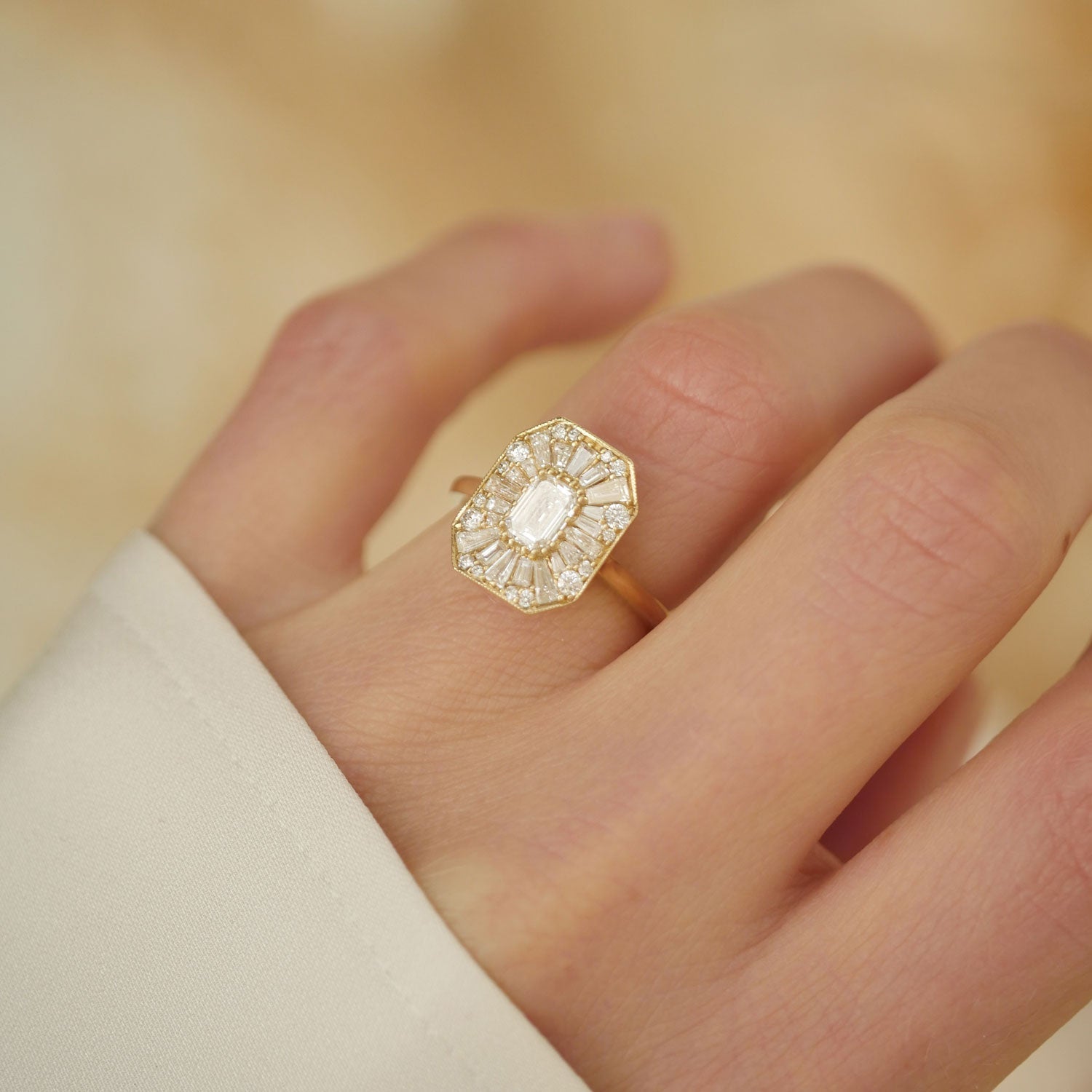 0.50 CT Emerald Shape Ballerina Lab Grown Engagement Ring