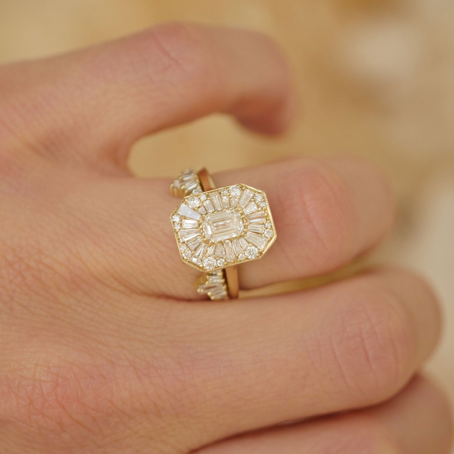 0.50 CT Emerald Shape Ballerina Lab Grown Engagement Ring