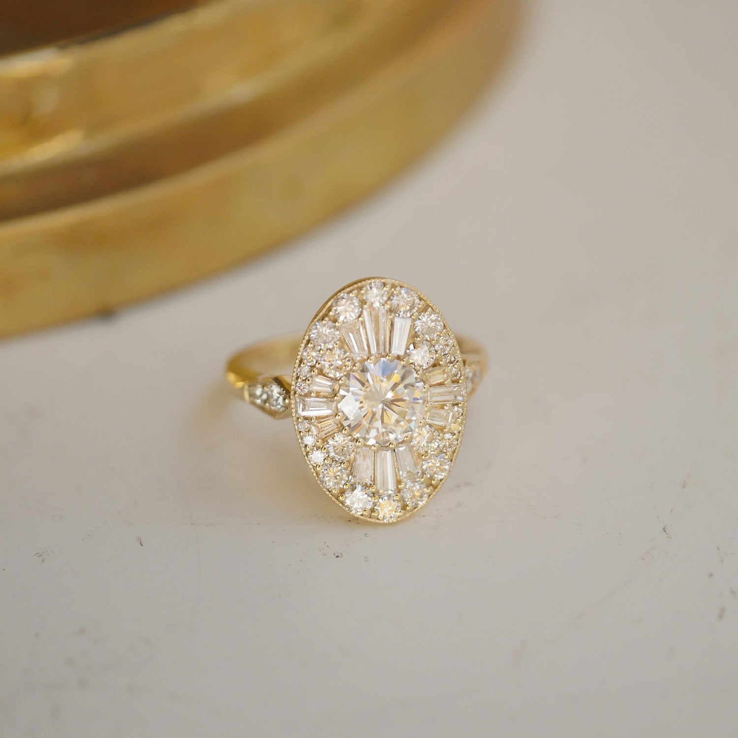 1.0 CT Round Shape Ballerina Lab Grown Engagement Ring