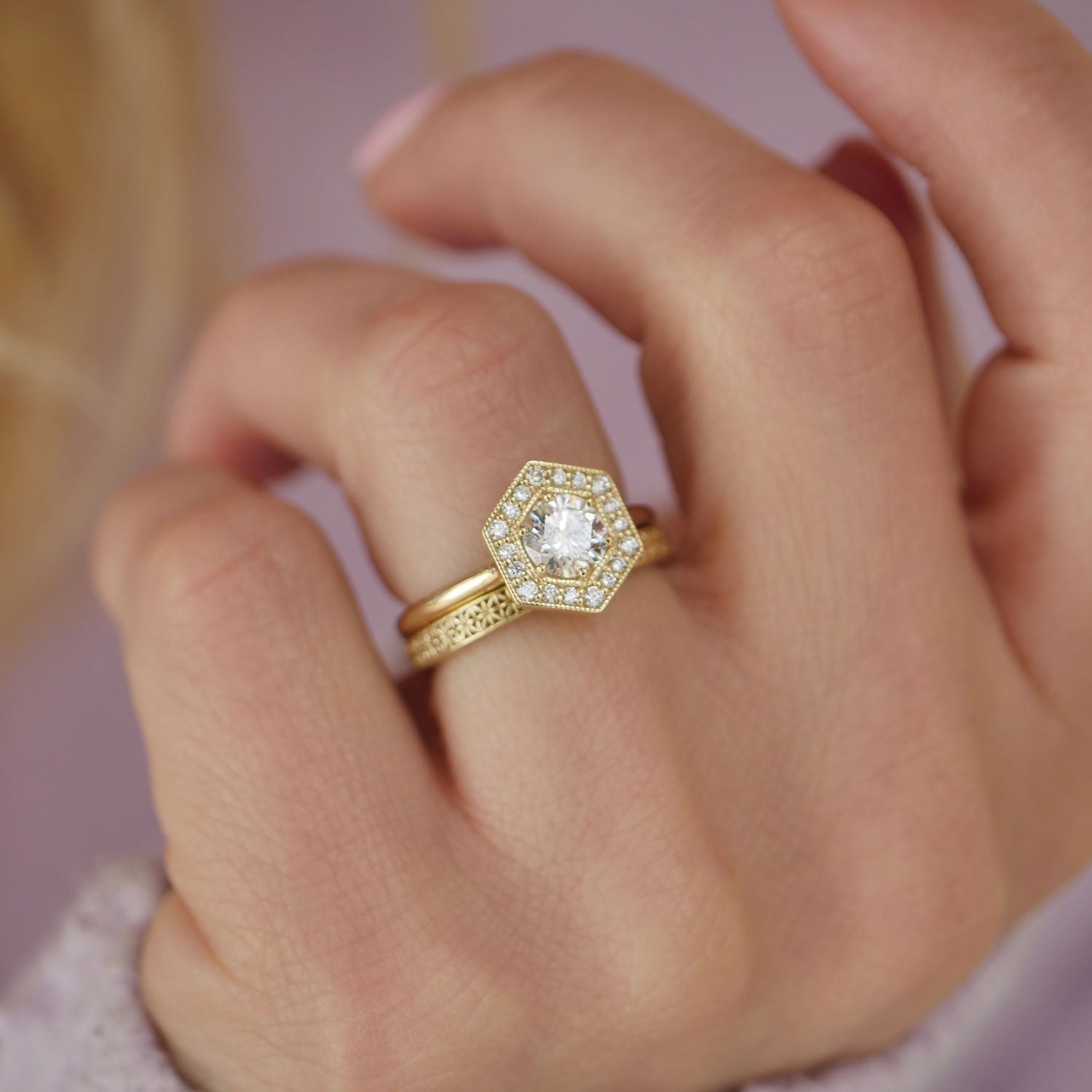 0.75 CT Round Shape Lab Grown halo Engagement Ring